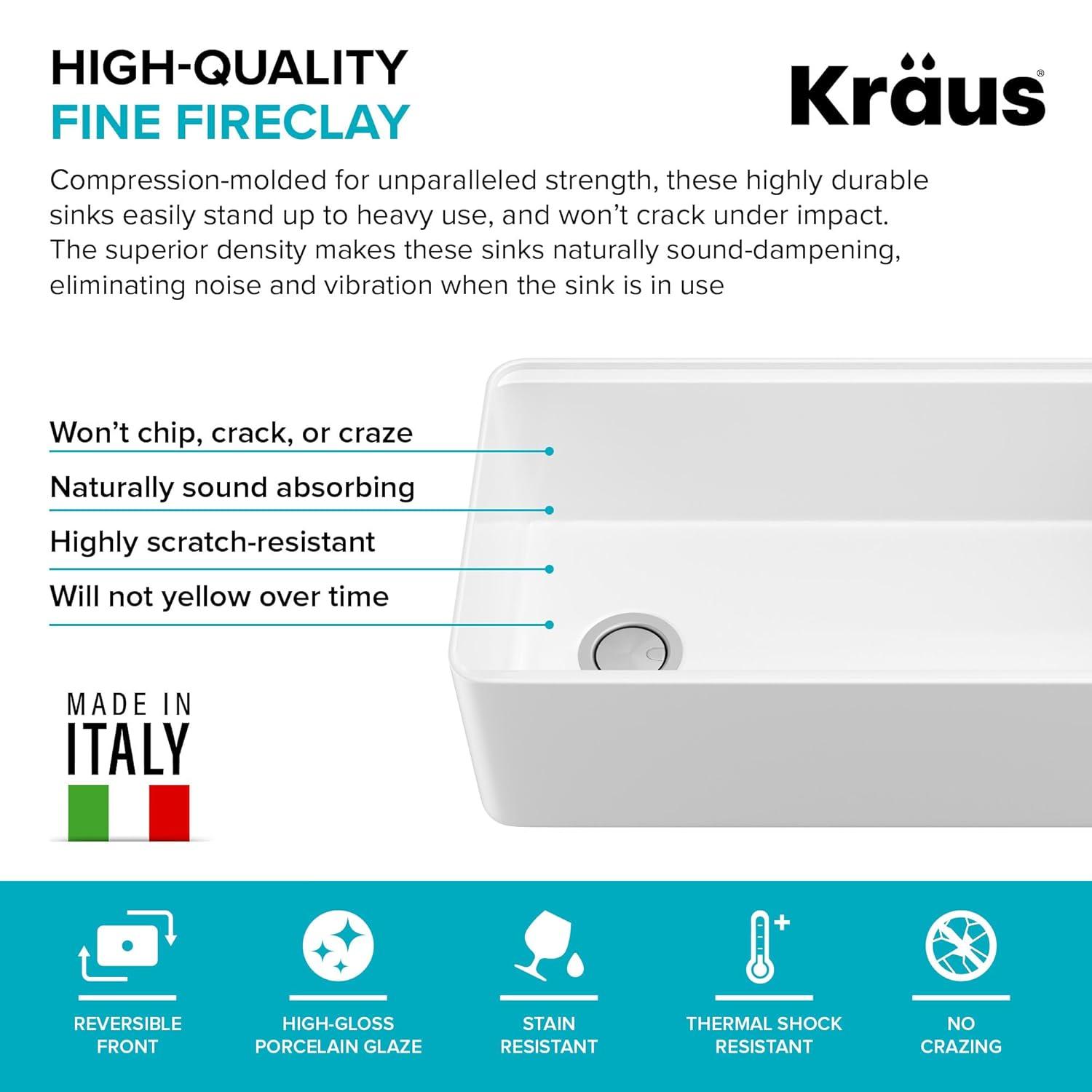 KRAUS Turino™ Workstation 33" L Farmhouse Reversible Apron Front Fireclay Single Bowl Kitchen Sink