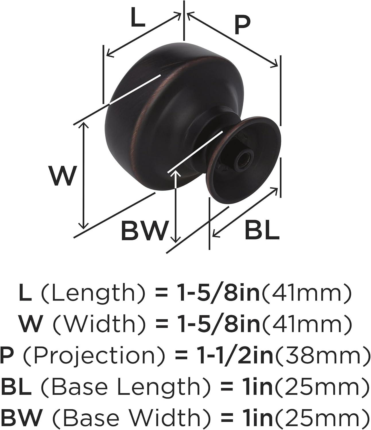 Oil Rubbed Bronze 1-5/8" Round Cabinet Knob with Mounting Hardware