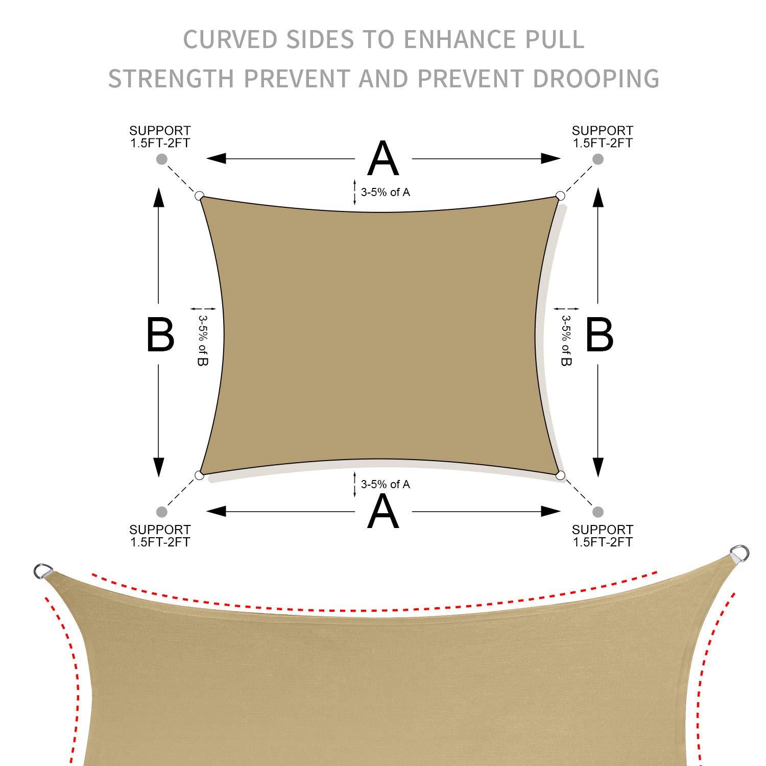 LOVE STORY Sun Shade Sail 8' x 12' Sand Rectangle Canopy UV Block Cover for Outdoor Patio Backyard Garden (We Make Custom Size)