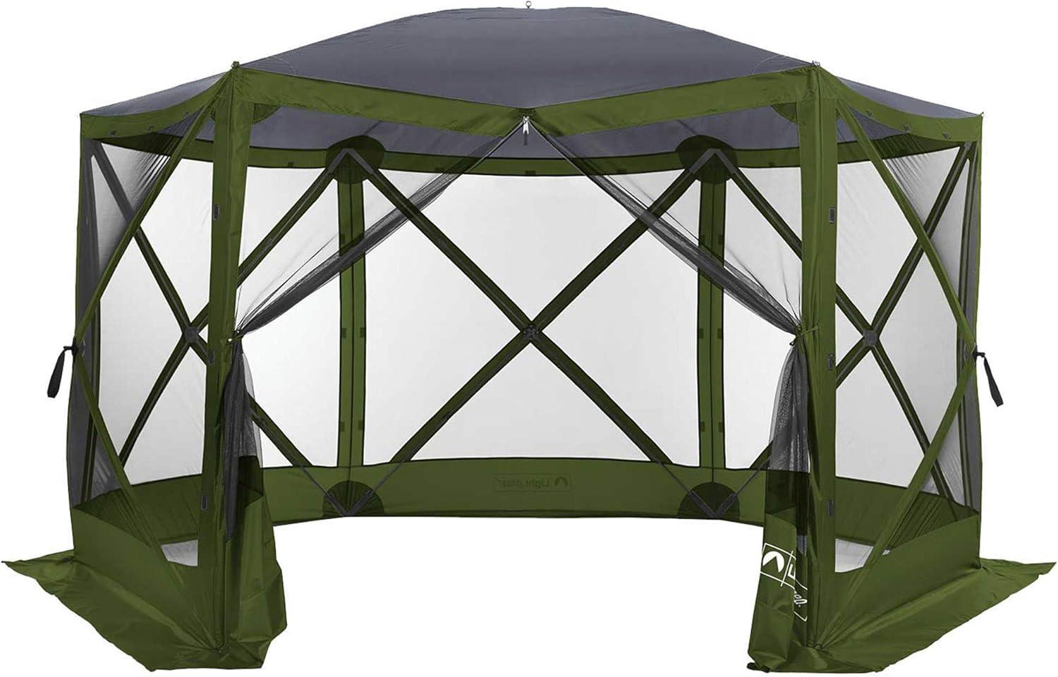 ECR4Kids ECR4Kids Lightspeed Outdoors Pop-Up 6-Sided Screen Shelter, Camping Gazebo, Green