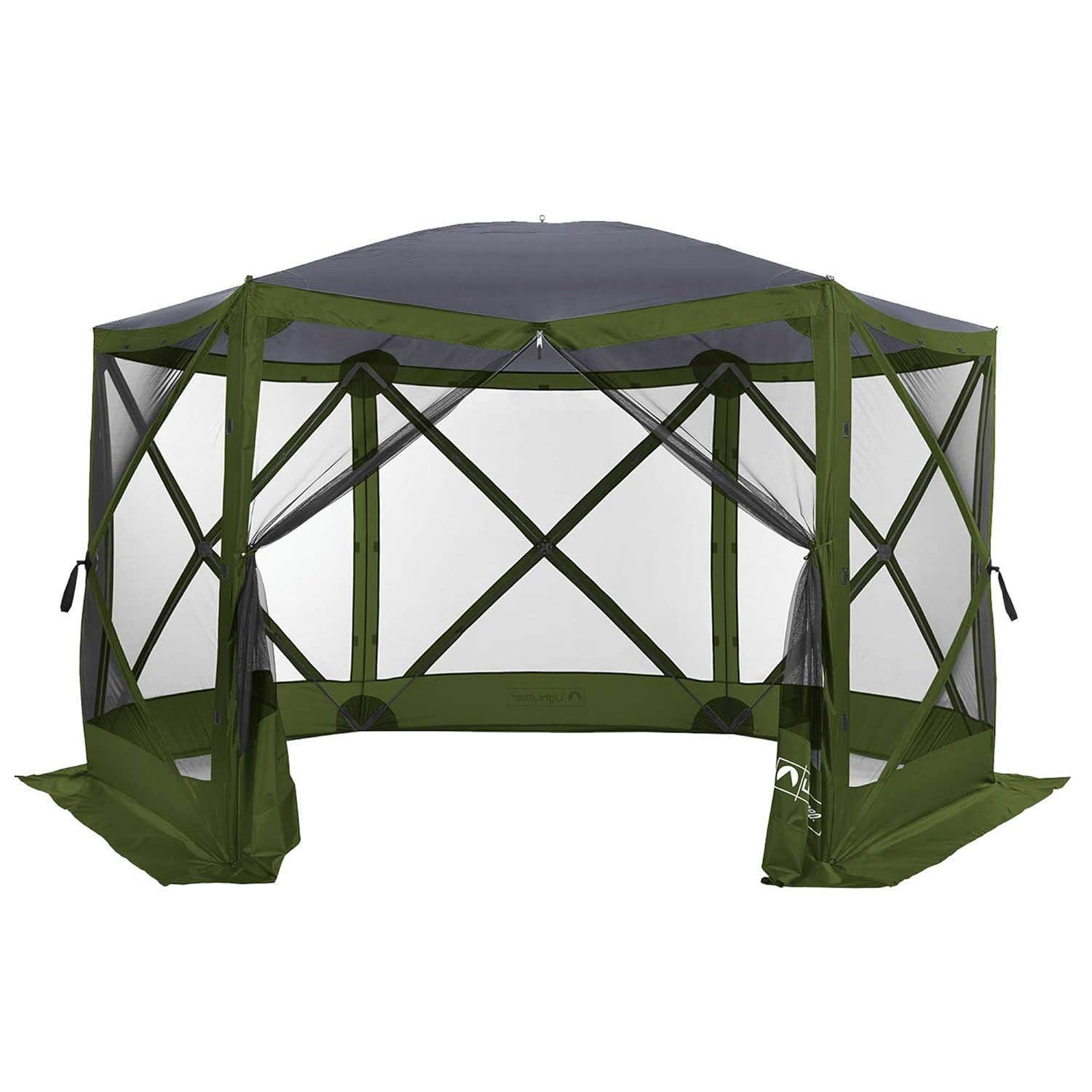 ECR4Kids ECR4Kids Lightspeed Outdoors Pop-Up 6-Sided Screen Shelter, Camping Gazebo, Green