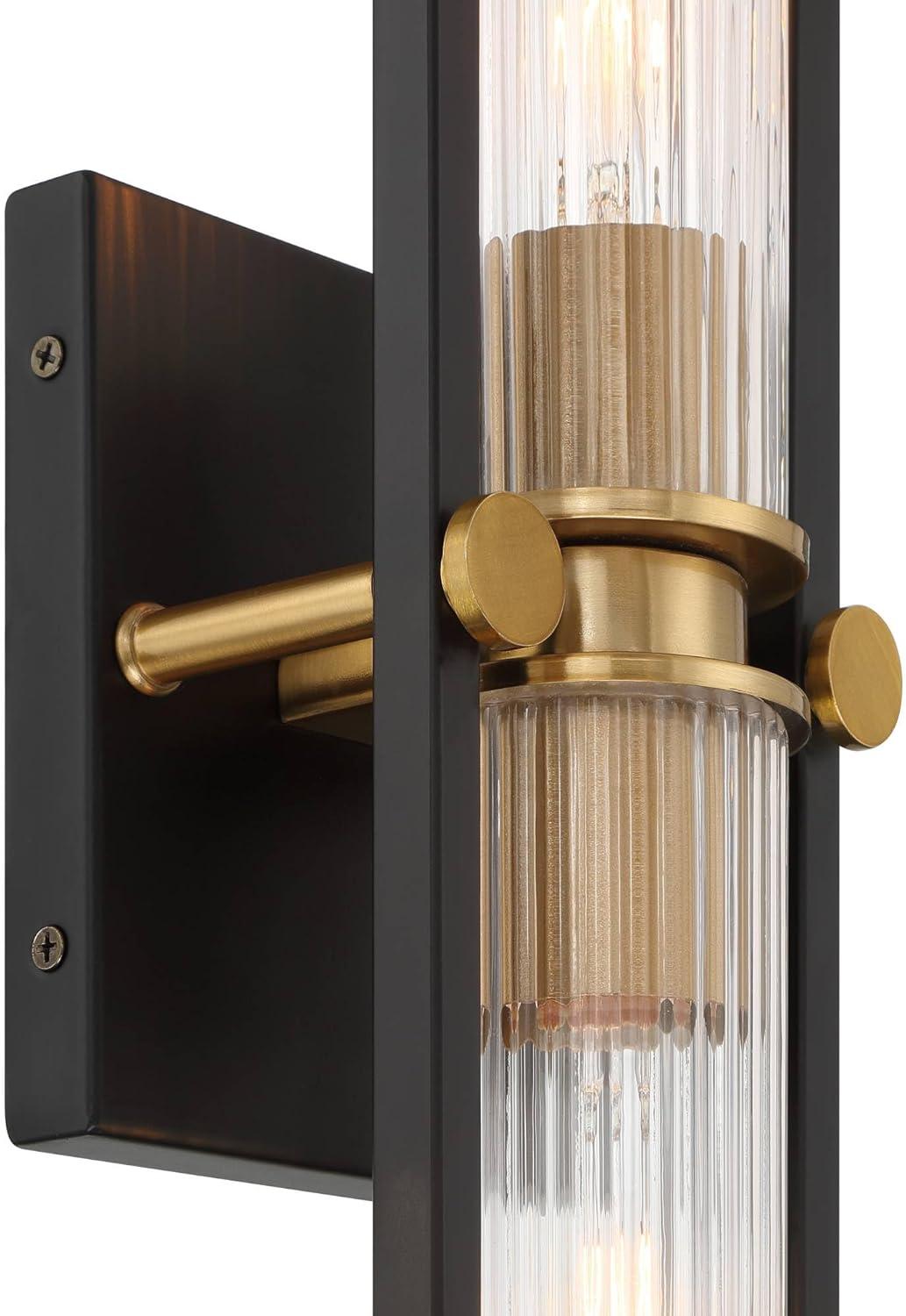 Stiffel Ramos 24" High Black and Brass 2-Light Wall Sconce