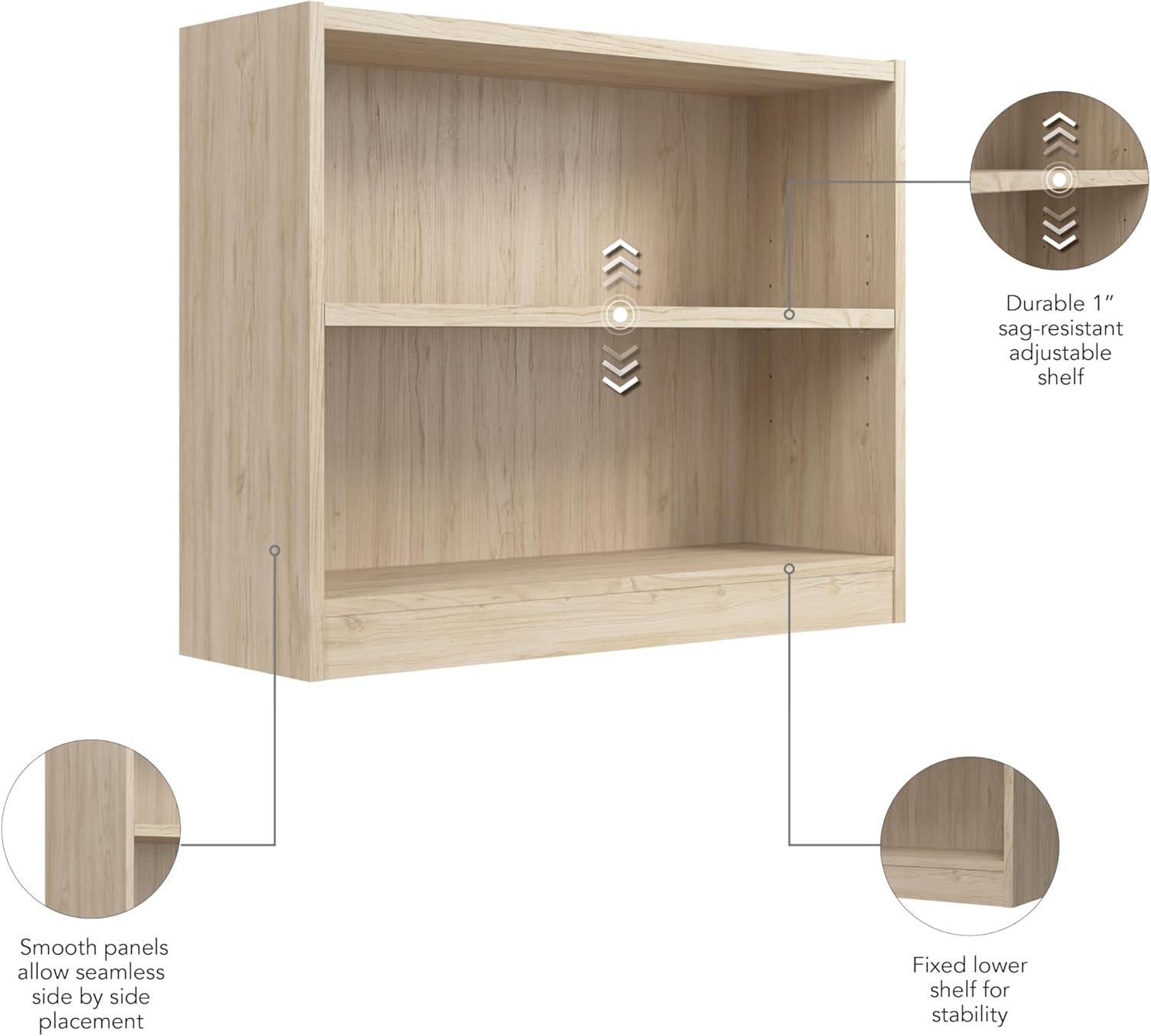 Universal Small 2 Shelf Bookcase in Natural Elm - Engineered Wood