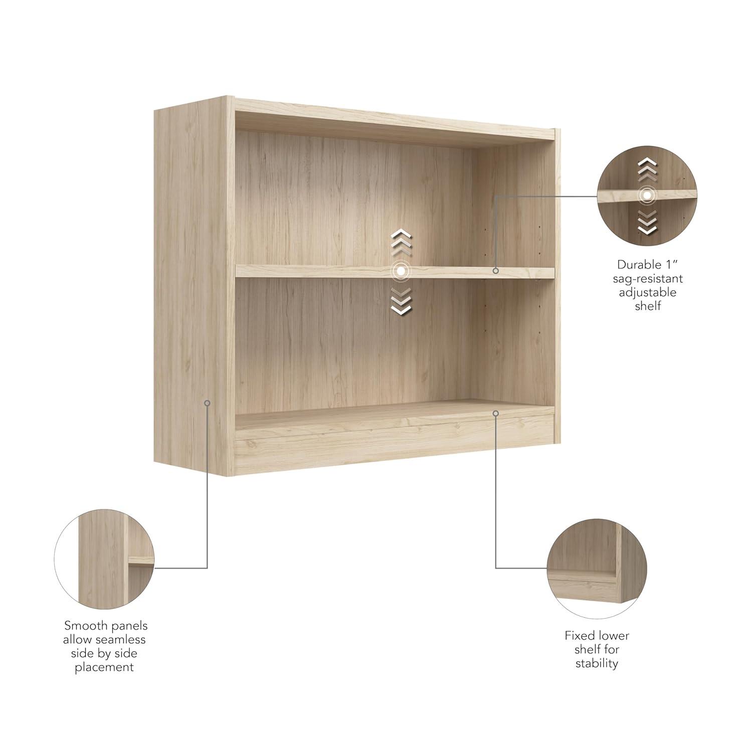 Universal Small 2 Shelf Bookcase in Natural Elm - Engineered Wood