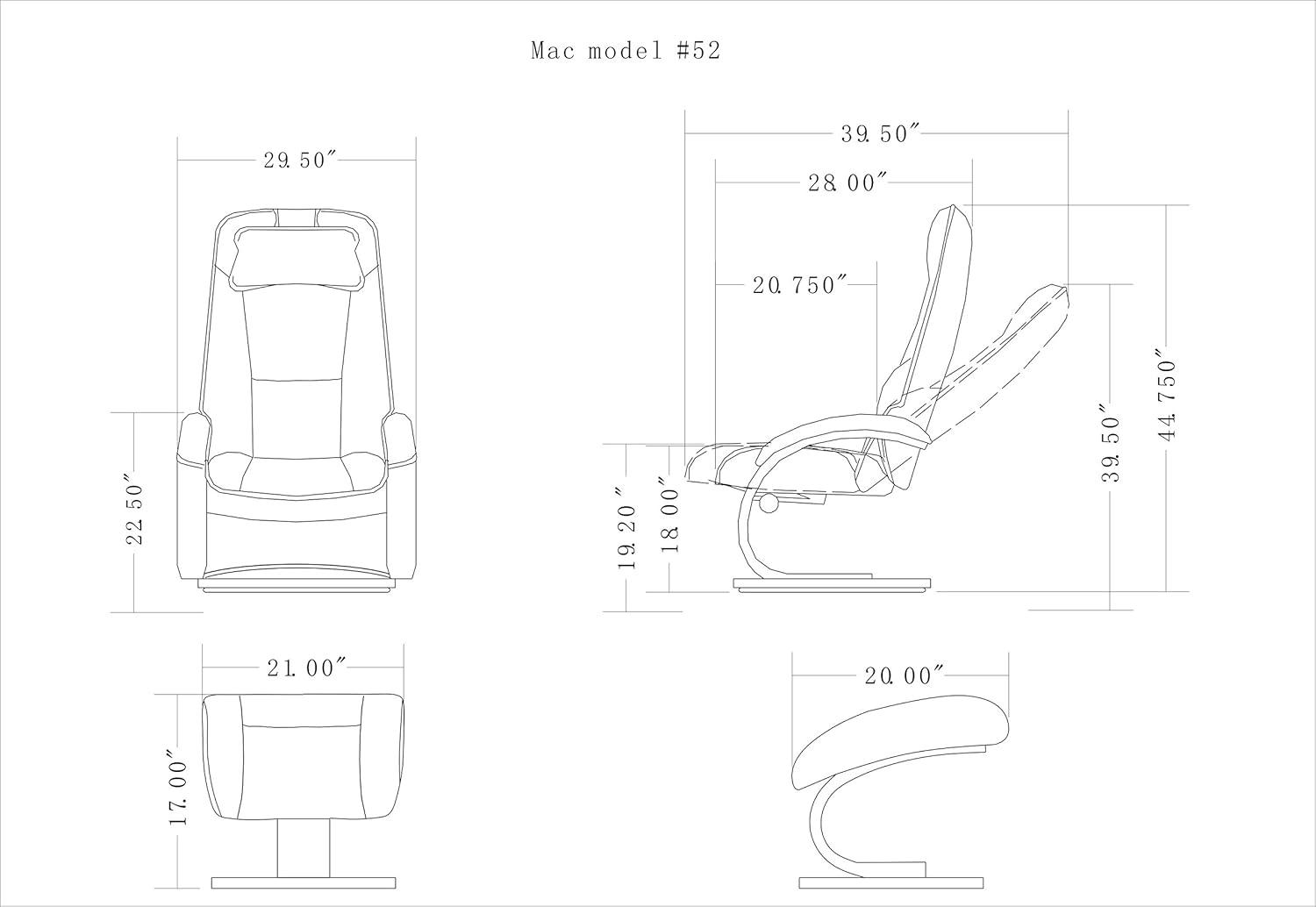Relax-R™ Brampton Recliner and Ottoman in Cobblestone Top Grain Leather