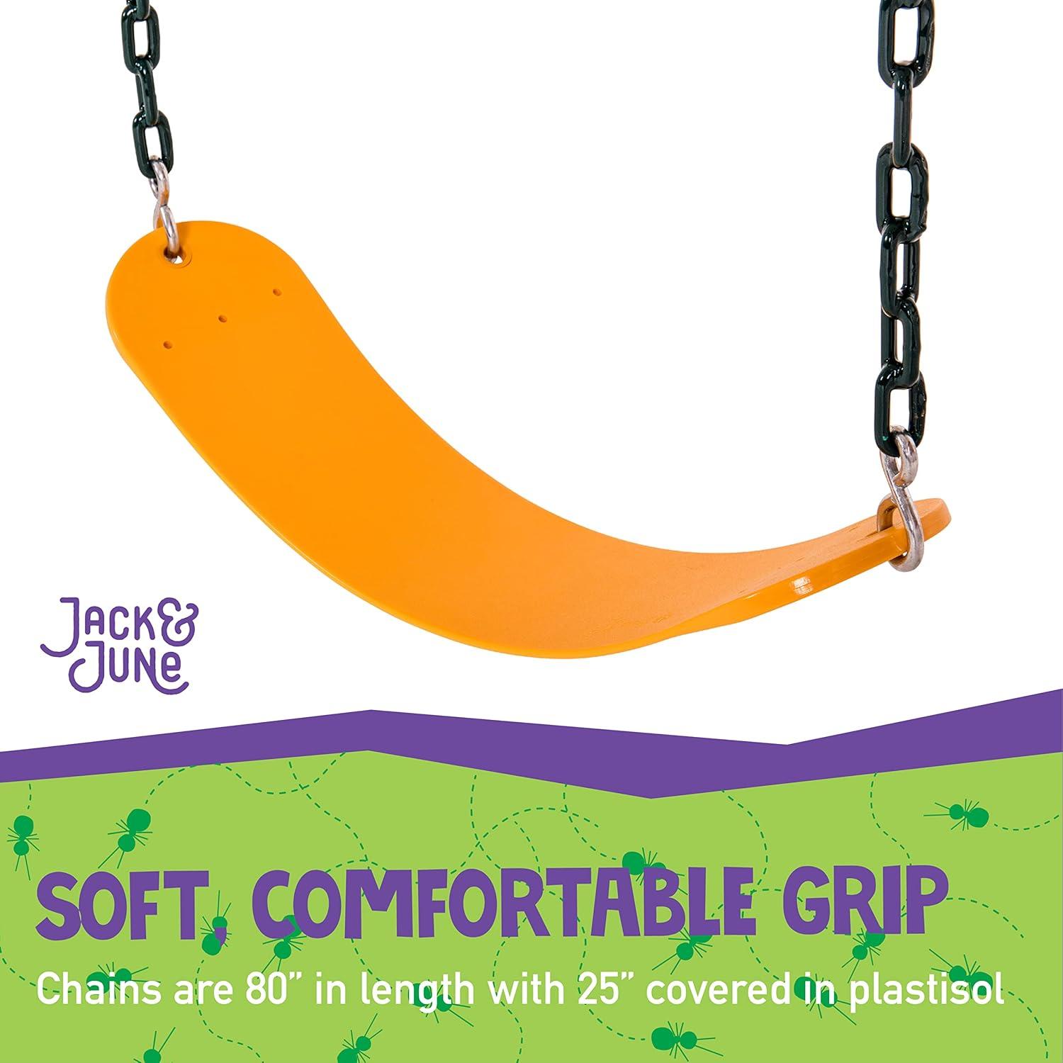 Jack and June Yellow Belt Playset Swing with 80” Chains Made for 5’ and 6’ Deck Height