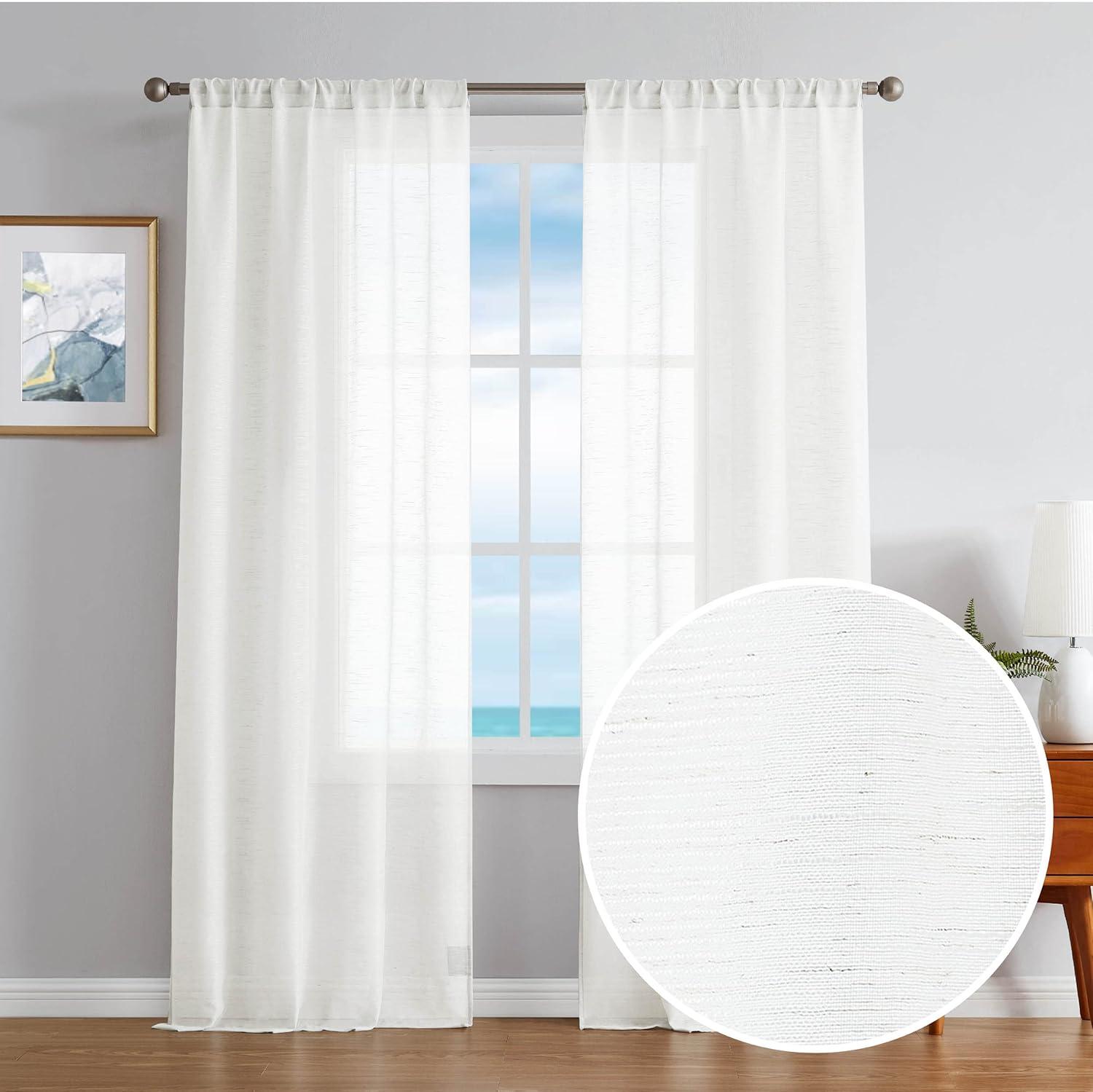 Nautica Nautica Synthetic Solid Color Sheer Rod Pocket Curtain Panels