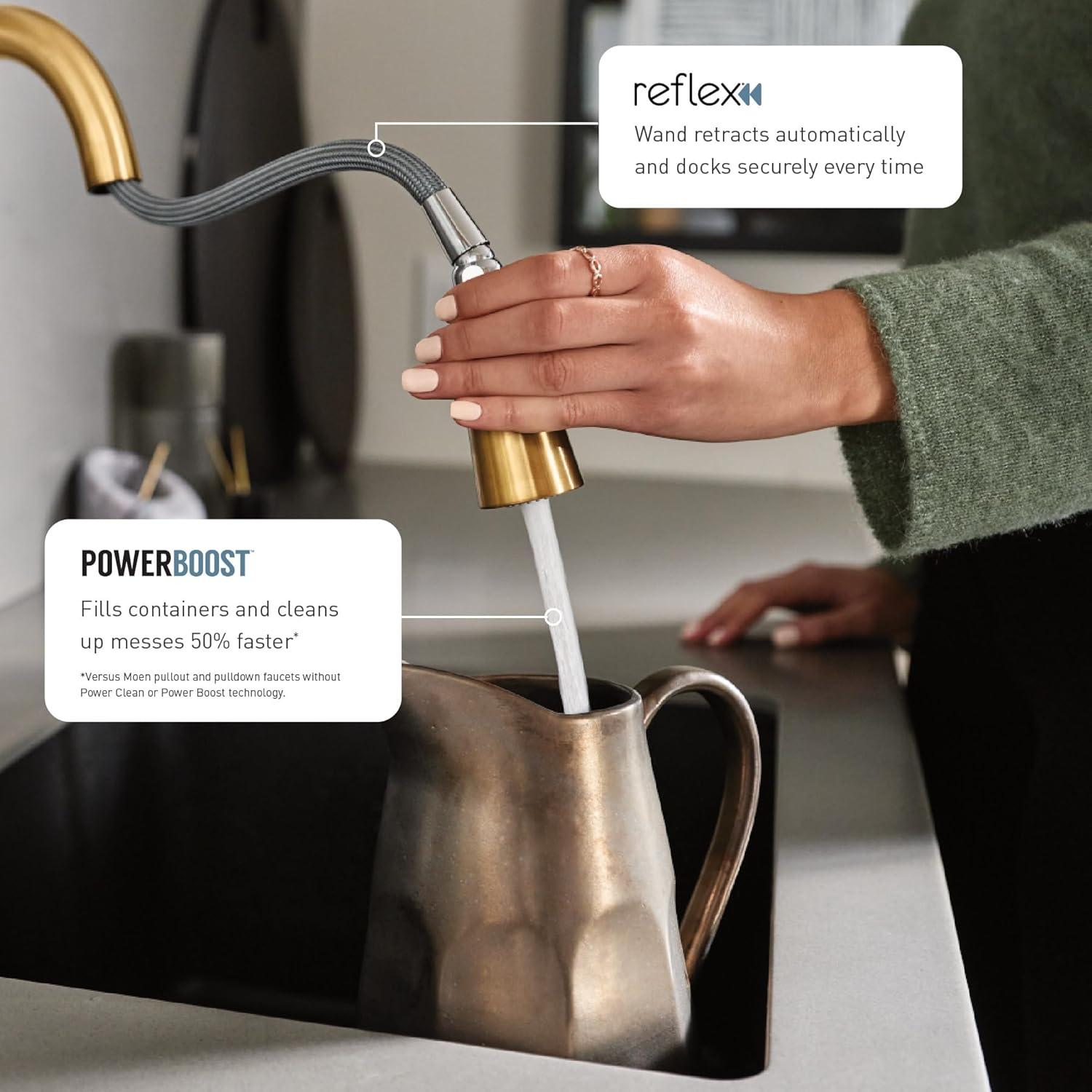 Moen Weymouth One-Handle Pull Down Single Handle Kitchen Faucet with Power Boost