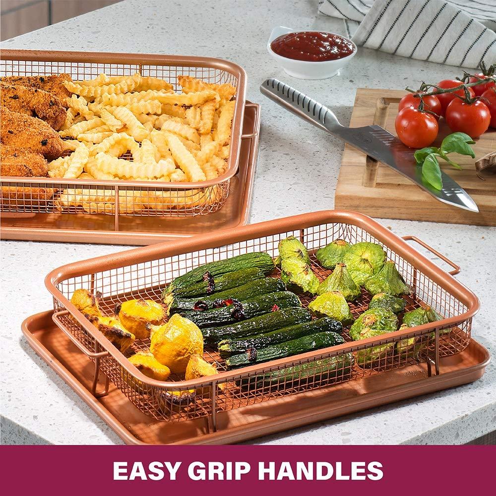 Gotham Steel Large Nonstick Air Fryer Tray for Oven with Recipe Book - 13.4" x 11.4"