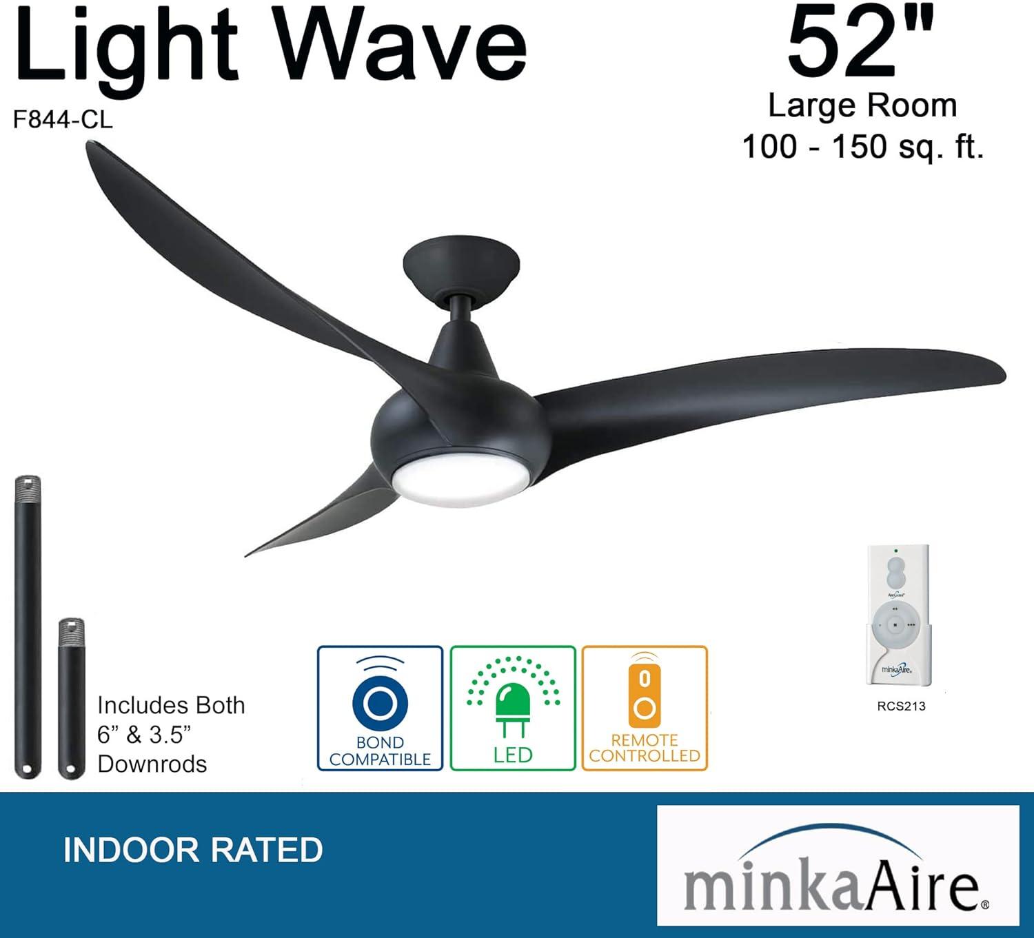 52" Wave 3 - Blade LED Propeller Ceiling Fan with Remote Control and Light Kit Included