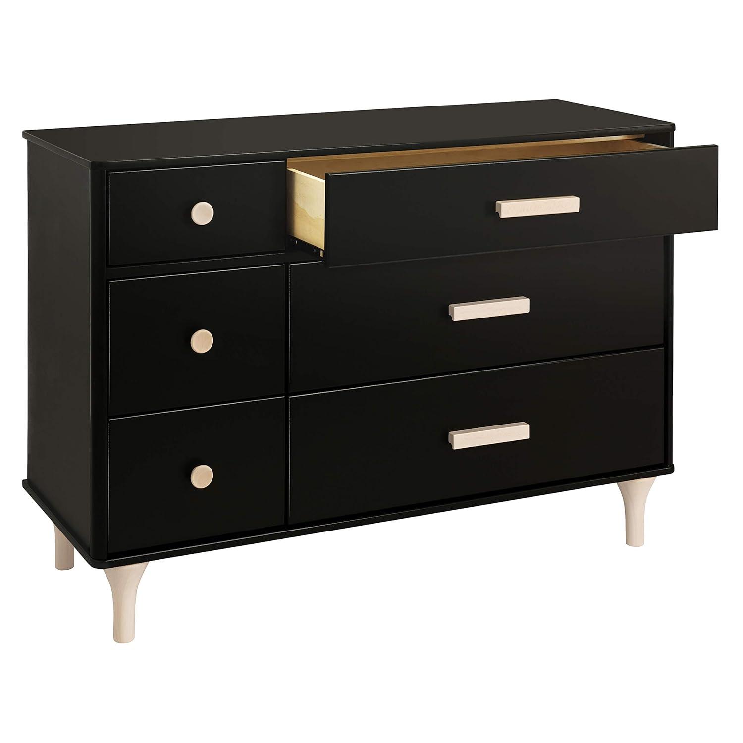 Lolly 6-Drawer Assembled Double Dresser in Black and Washed Natural