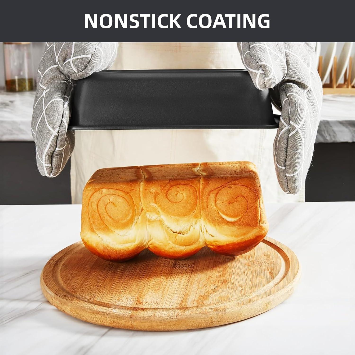 Baking Pans Set, 5-Piece Nonstick Bakeware Sets with Round/Square Cake Pan, Muffin Loaf Roast Pan, Baking Sheets for Oven, Kitchen Cookware Sets Baking Tray Baking Supplies, Gold