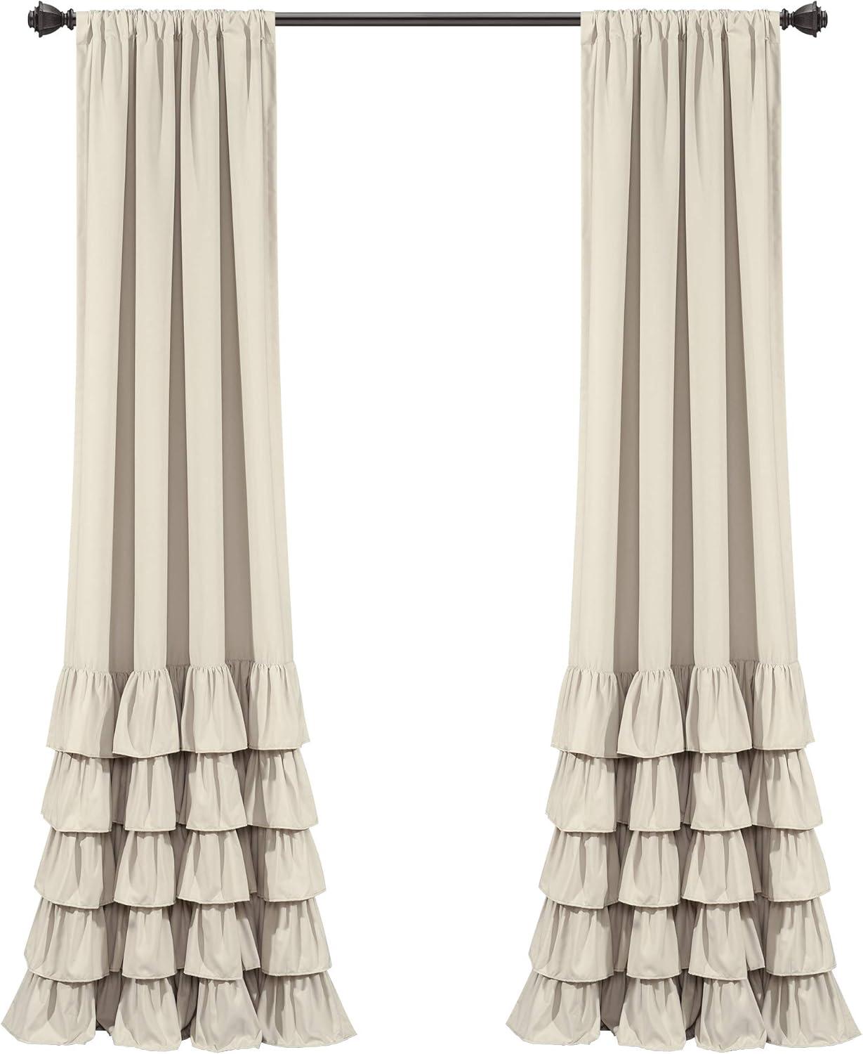 Allison Ruffle Polyester Semi Sheer Curtain Pair