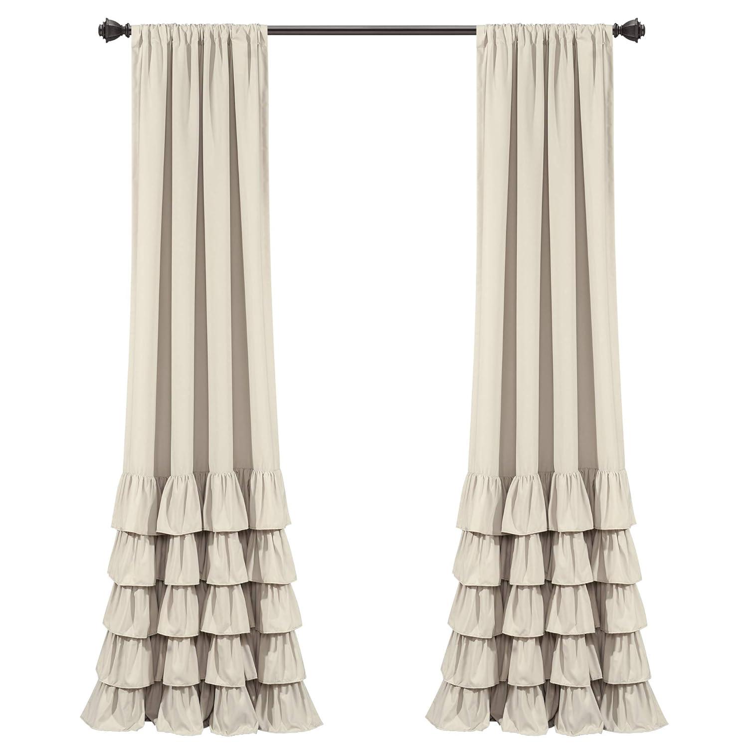 Lush Decor Allison Ruffle Polyester Semi Sheer Curtain Pair (Set of 2)