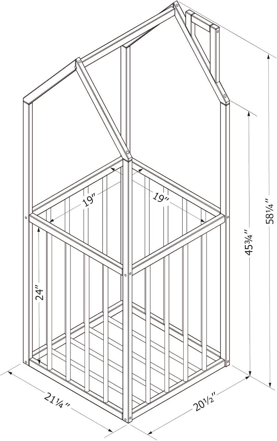 Scandinavian Black and Natural Wood House-Shaped Toy Storage Unit