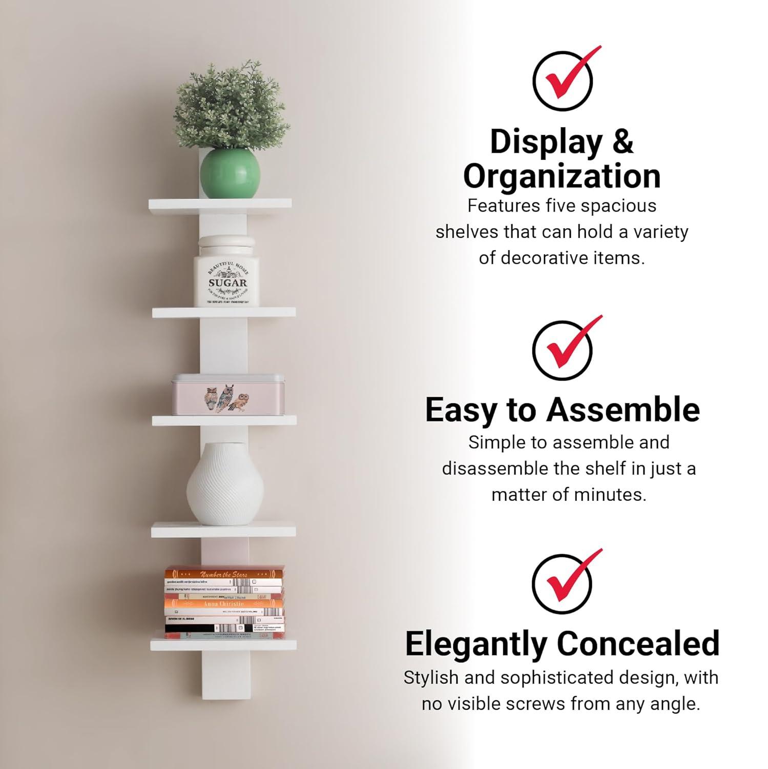 Spine Wall Book Shelves Stylish and Functional White - Proman Products