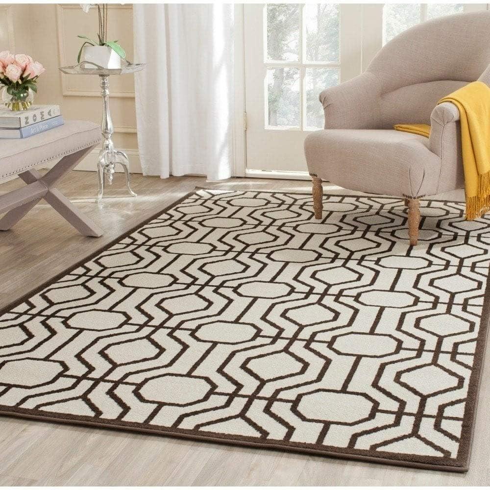 SAFAVIEH Amherst Vivian Geometric Area Rug, Ivory/Brown, 9' x 12'