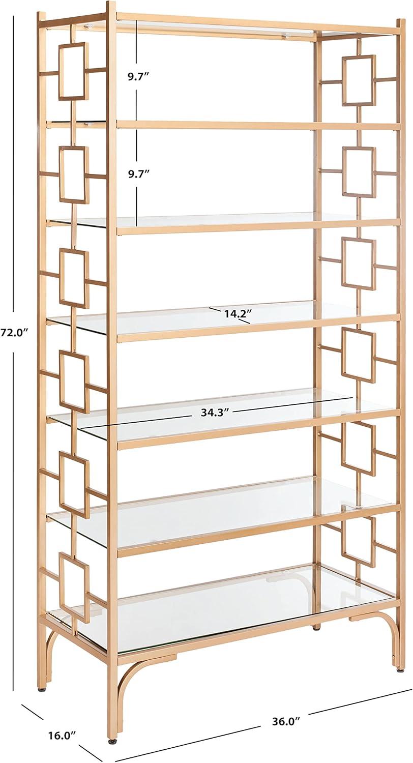 Brooklyn 7-Tier Etagere - Gold/Tempered Glass - Safavieh