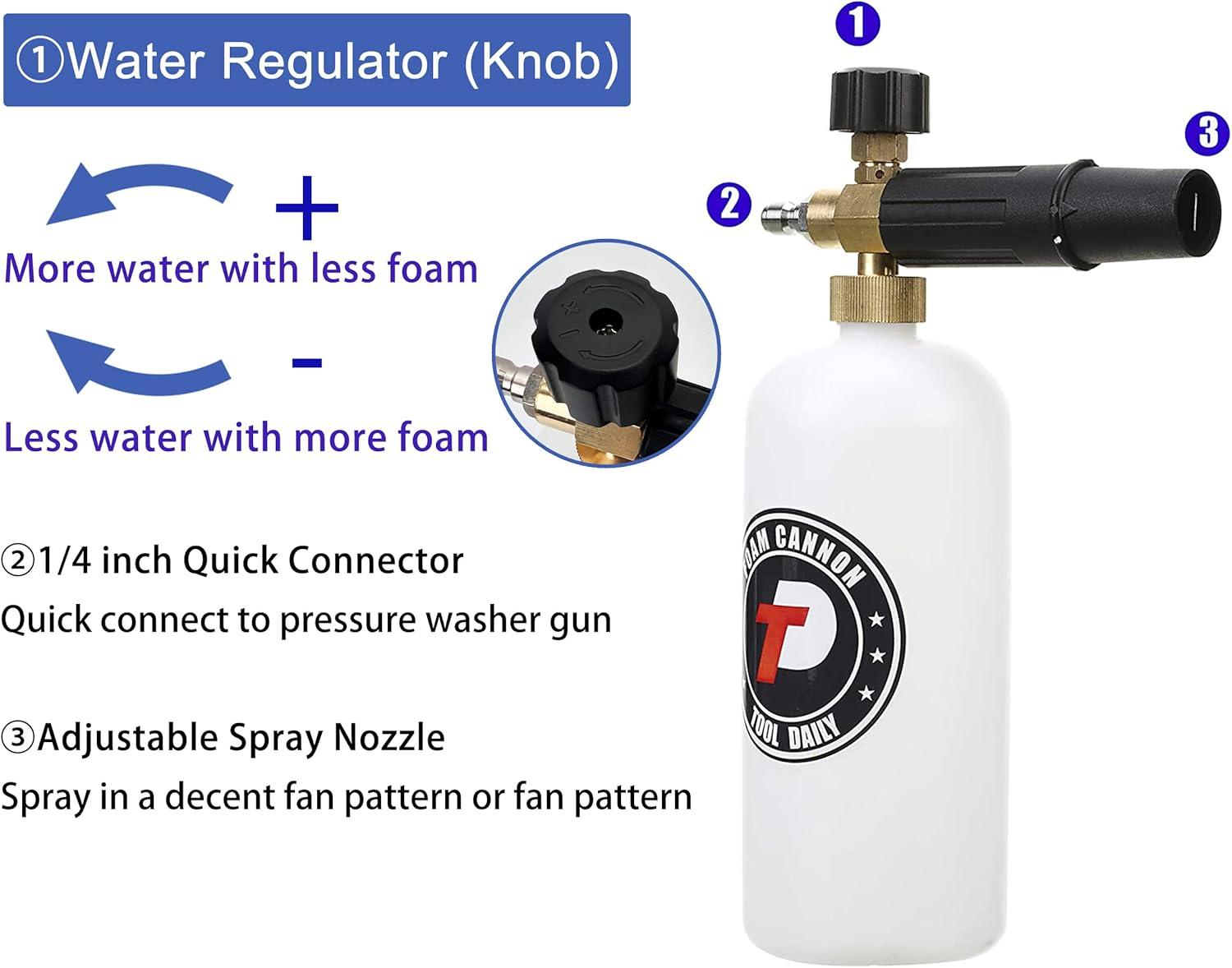 Adjustable Foam Cannon with Quick Connector and Nozzle Tips