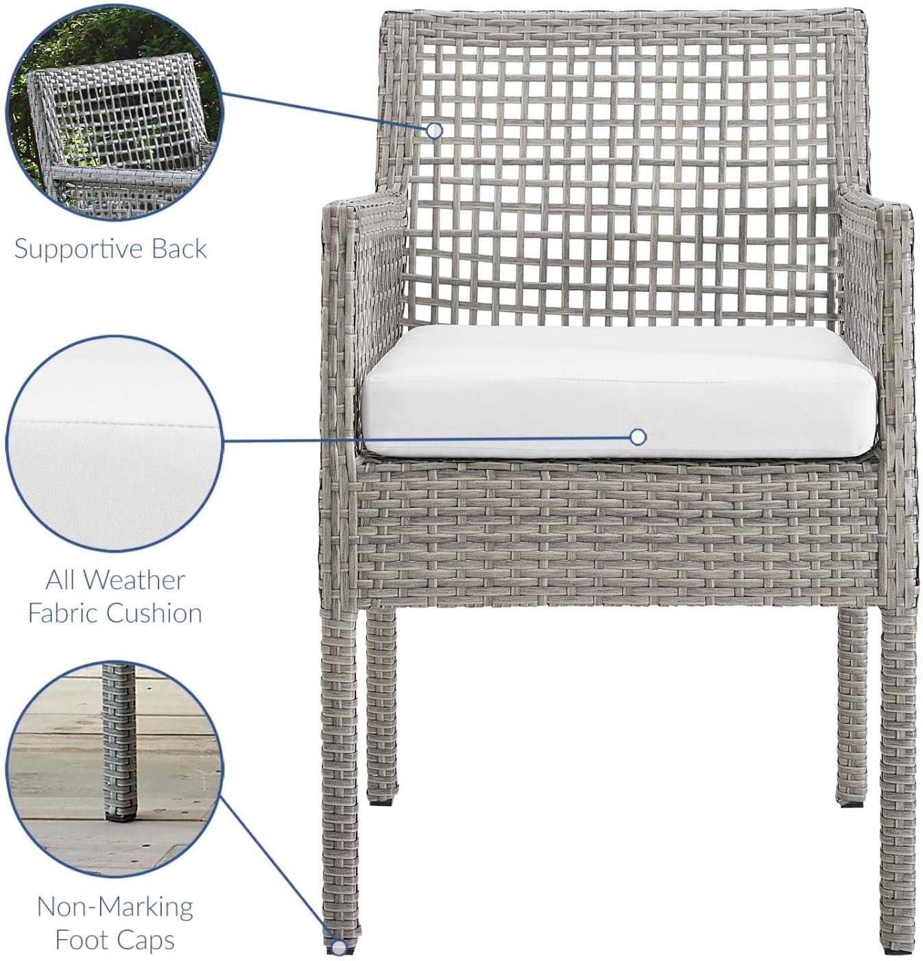 Modway Aura Outdoor Patio Wicker Rattan Dining Armchair, Multiple Colors