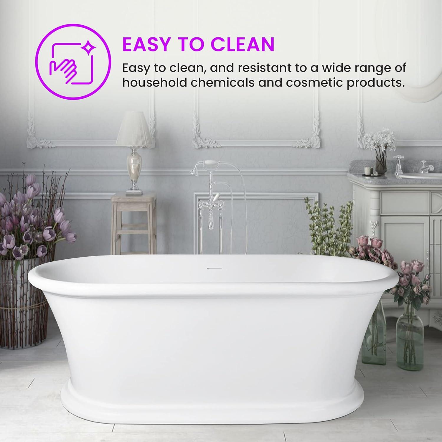 67'' White Acrylic Freestanding Oval Soaking Bathtub