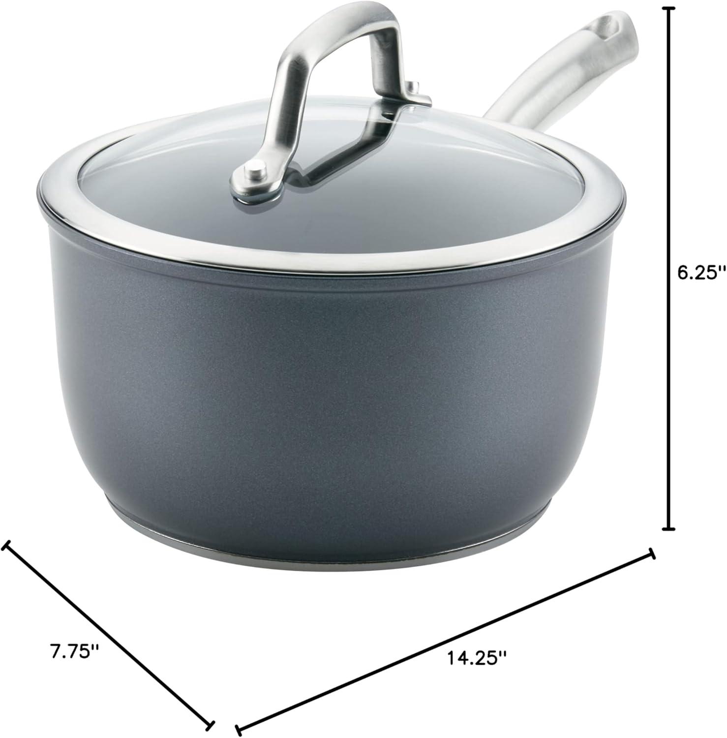 Anolon Anolon Accolade Forged Hard Anodized Nonstick Induction Sauce Pan with Lid, 2.5 Quart