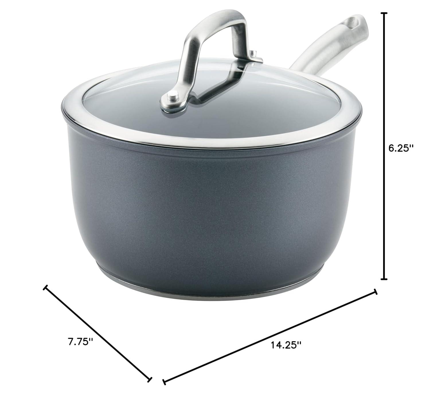 Anolon Anolon Accolade Forged Hard Anodized Nonstick Induction Sauce Pan with Lid, 2.5 Quart