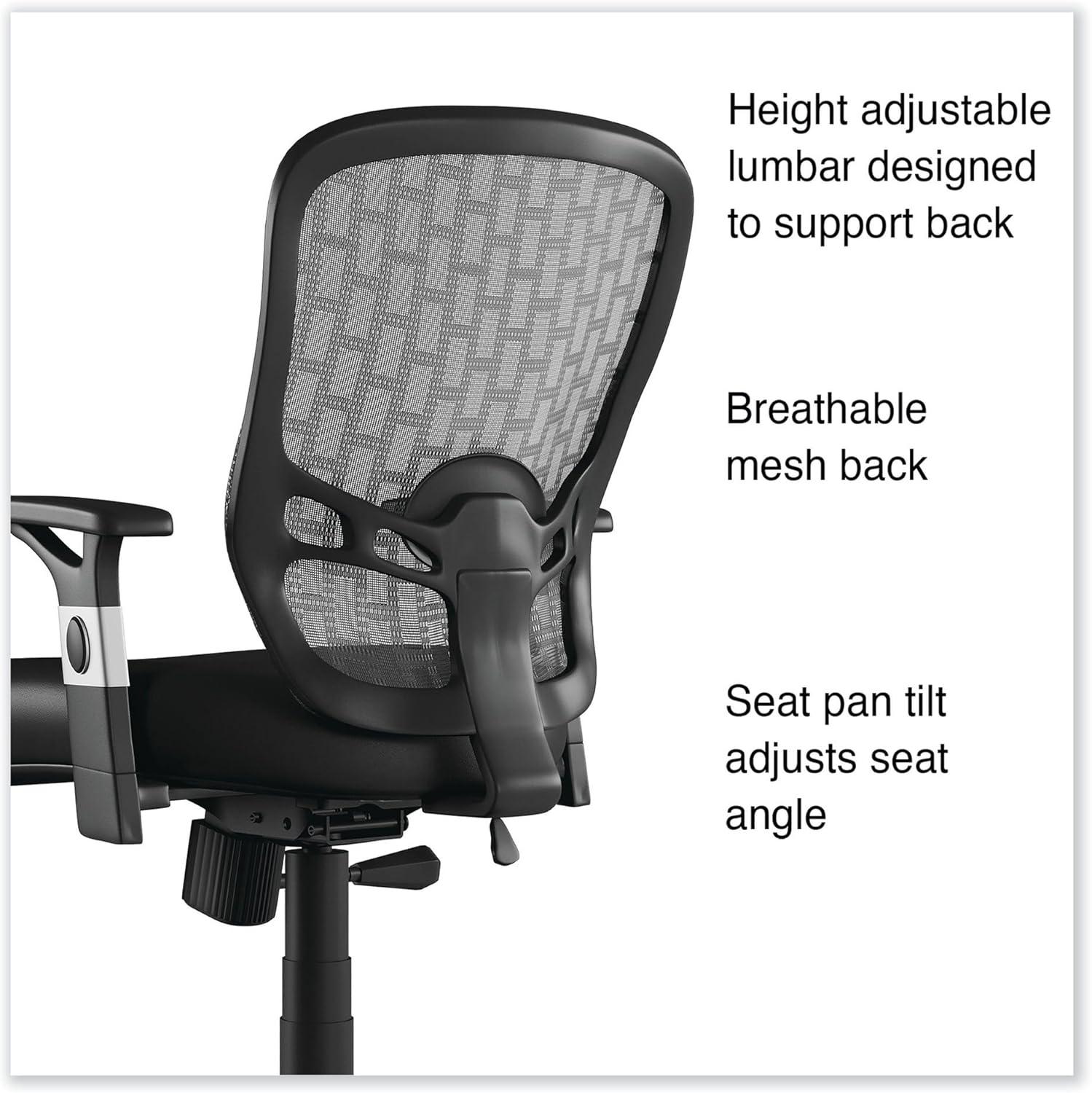 LuxComfort Black Mesh & Faux Leather Adjustable Task Chair