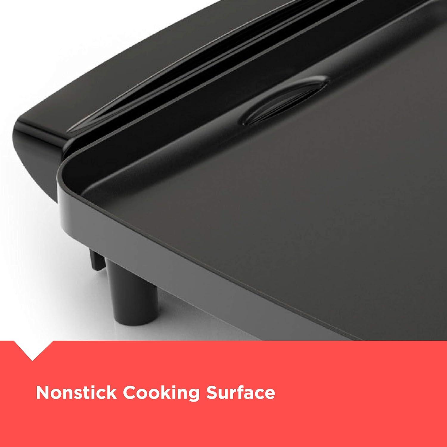 BLACK+DECKER Electric Griddle with Removable Temperature Probe, Indoor Grill, Pancake Griddle, Black, GD1810BC
