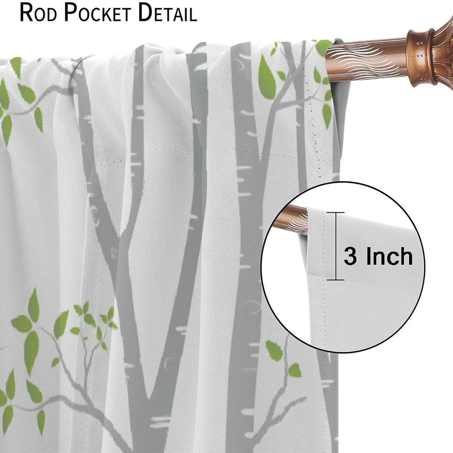 Woodland Kids Curtains, Rustic Vintage Forest Window Drapes Farnhouse Cabin Funny Animals Window Treatments for Boys Girls Bedroom Living Room, 42x45in （No Blackout）