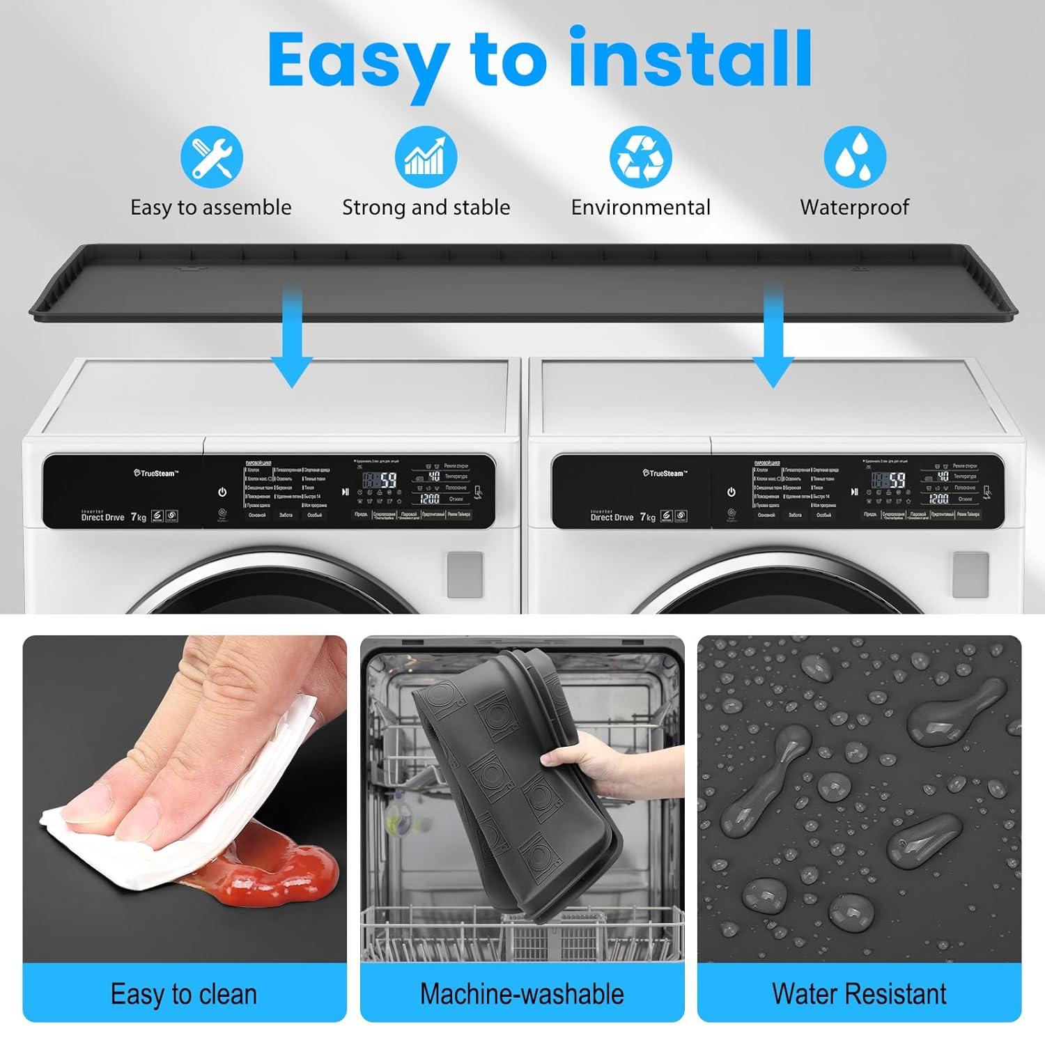 chuangyanUS Washer Dryer Countertop, 54"×26.8" Washer And Dryer Covers,Non-Slip Waterproof Washing Machine Cover Protector Top Load