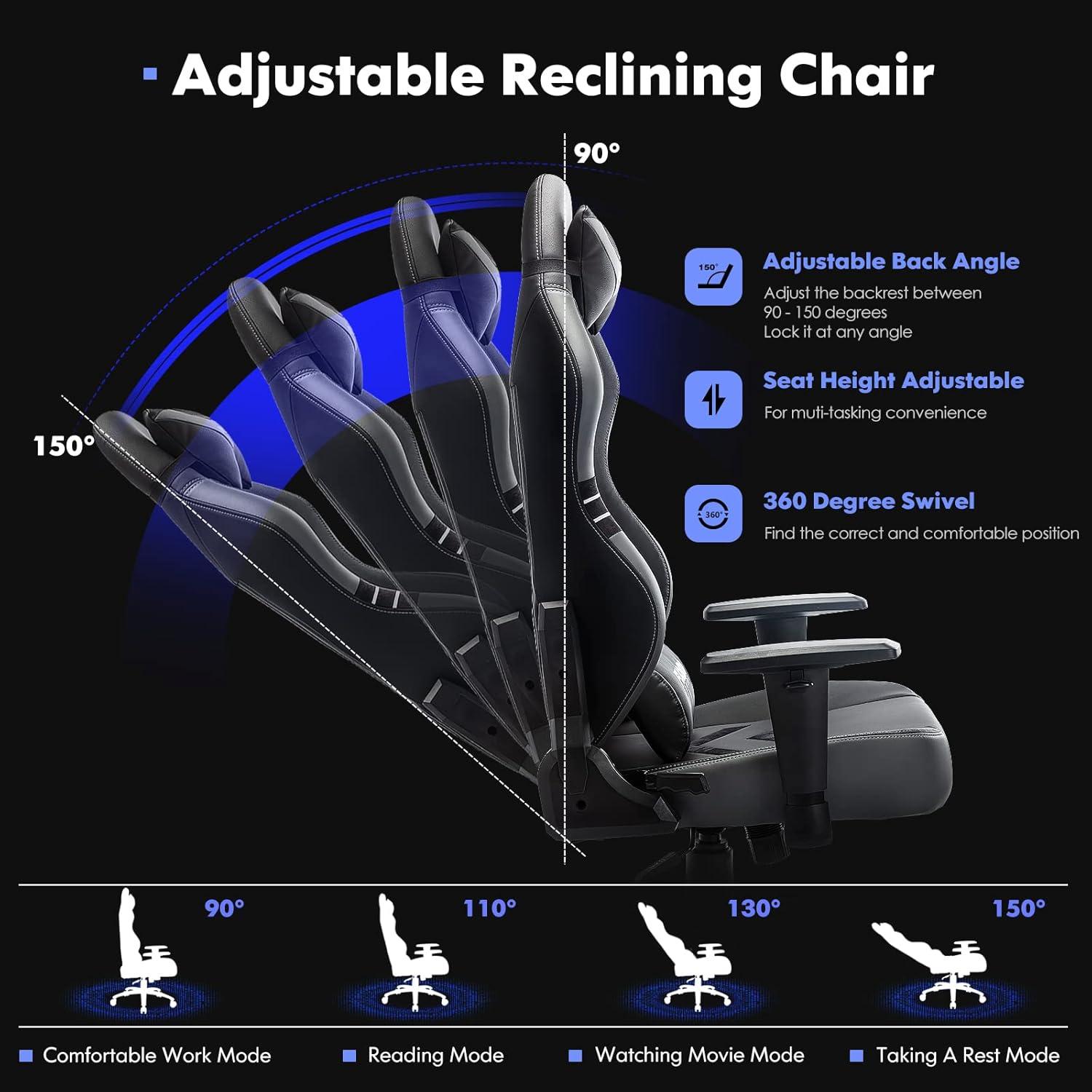 Black and Gray Ergonomic Racing Style Gaming Chair