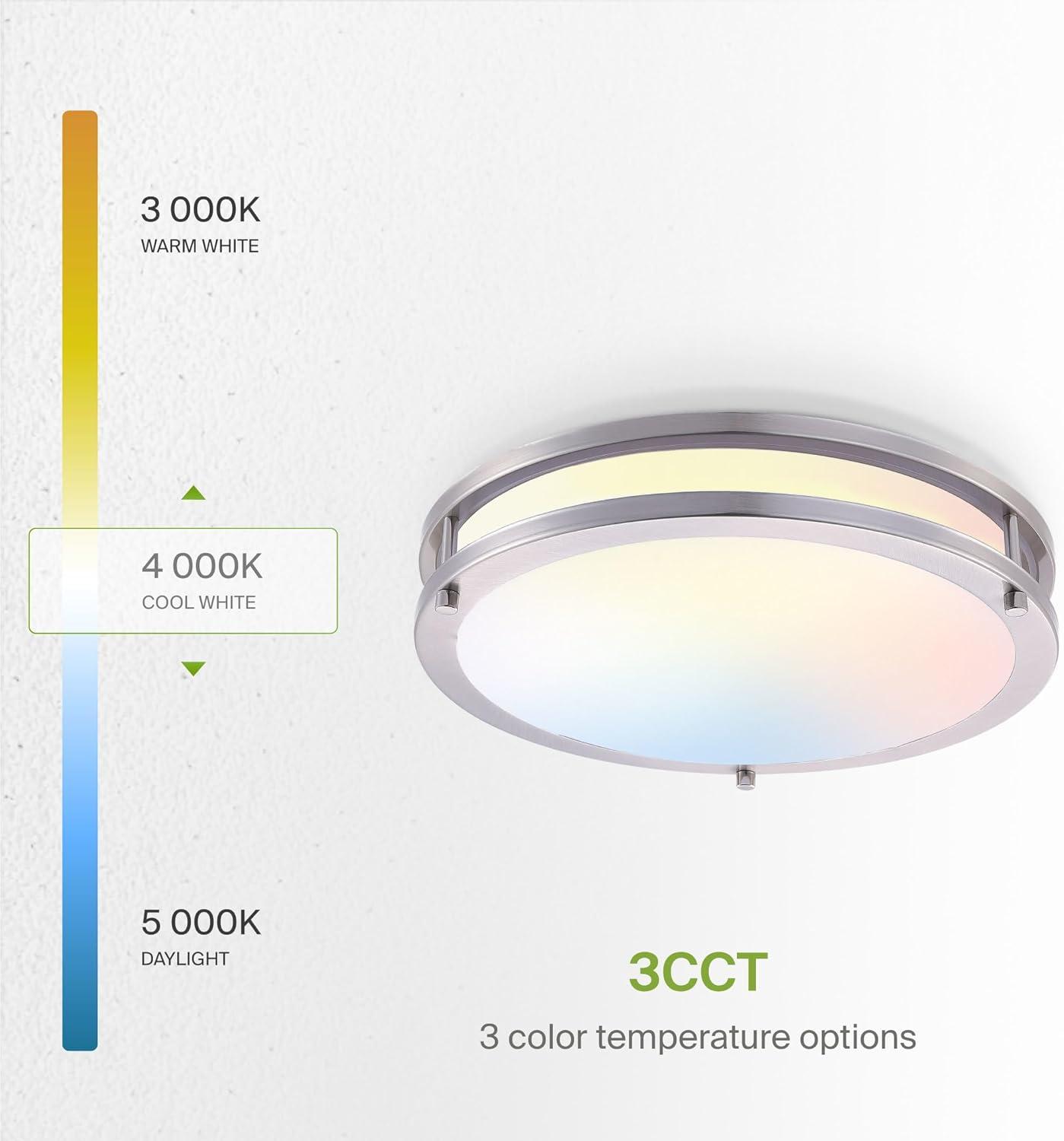 18-Inch Brushed Nickel LED Flush Mount Ceiling Light with Acrylic Shade