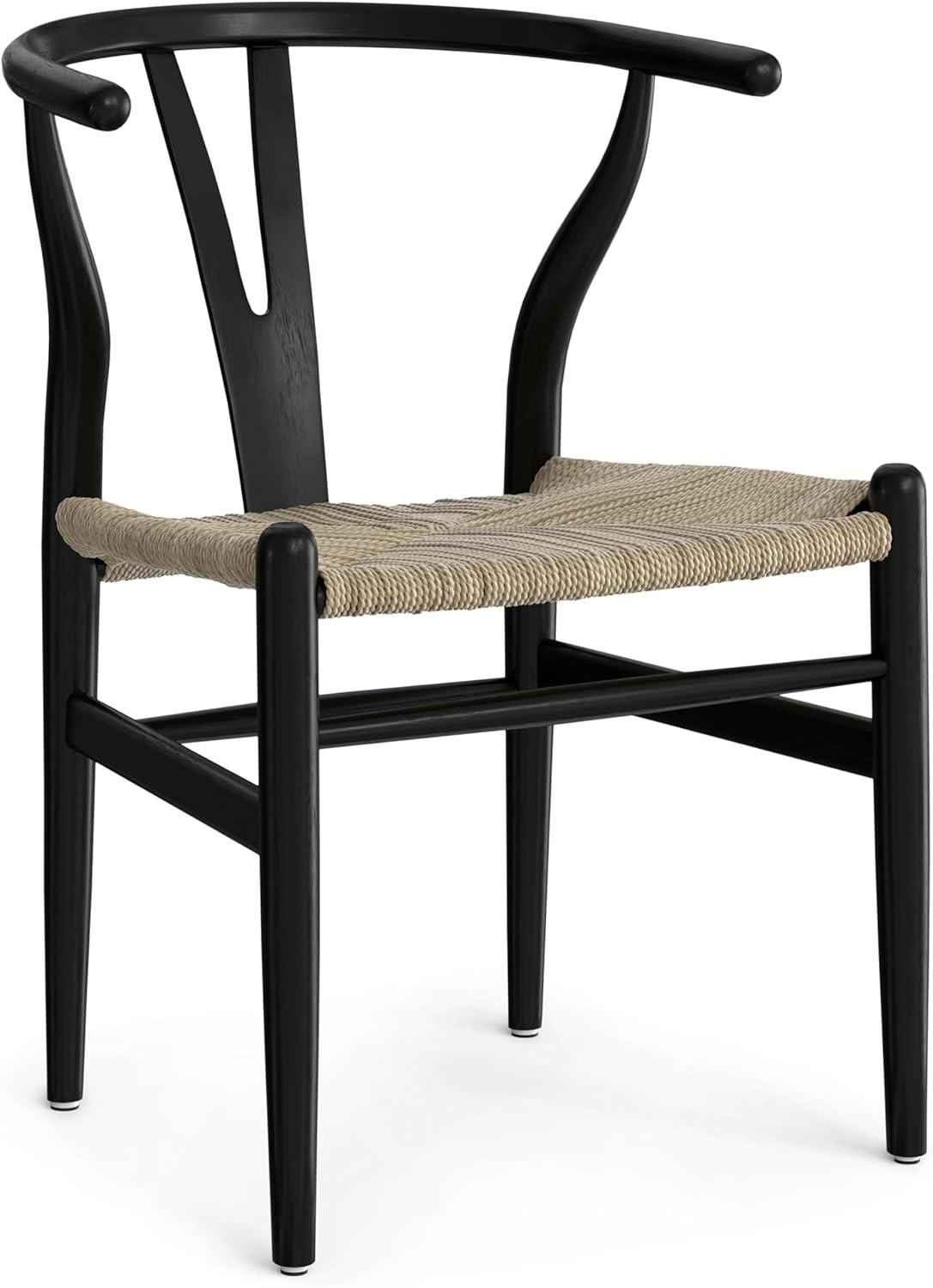 Simpli Home Chocolate Solid Wood Dining Chair with Y-Back Design in Mid-Century Modern Style (Set of 2) (Set of 2)