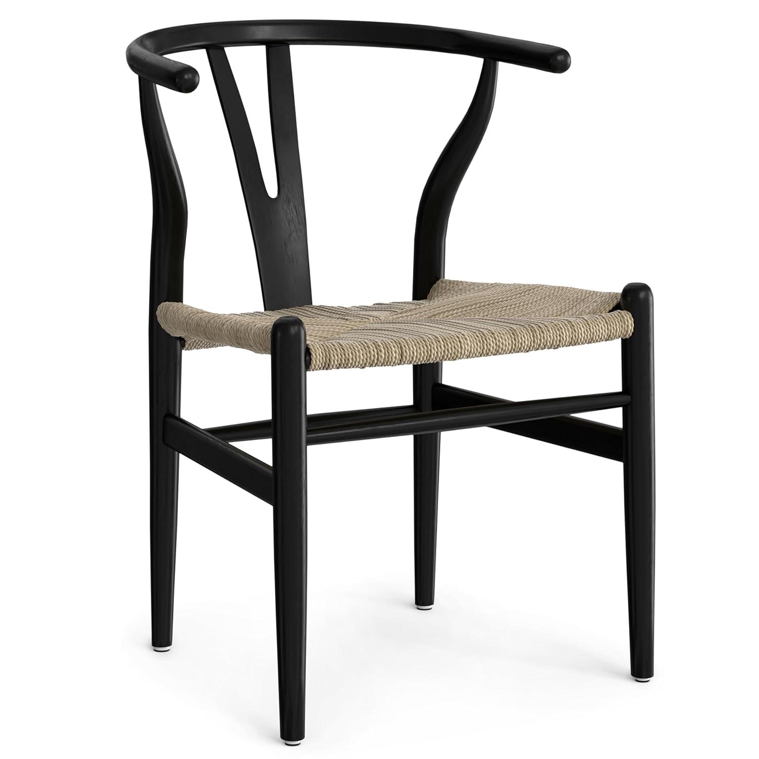 Simpli Home Chocolate Solid Wood Dining Chair with Y-Back Design in Mid-Century Modern Style (Set of 2) (Set of 2)