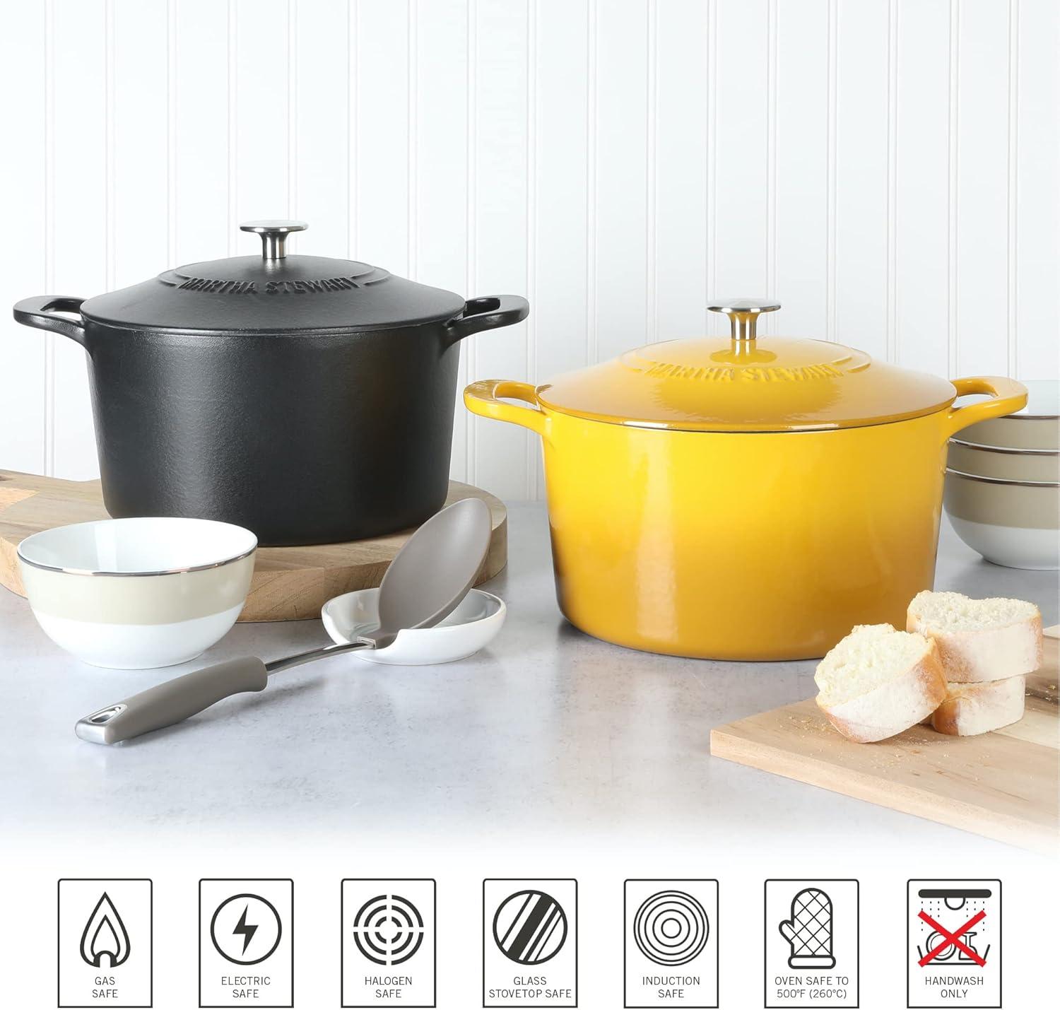 Martha Stewart Martha Stewart 7 Quart Enameled Cast Iron Dutch Oven With Lid In Yellow Ombre