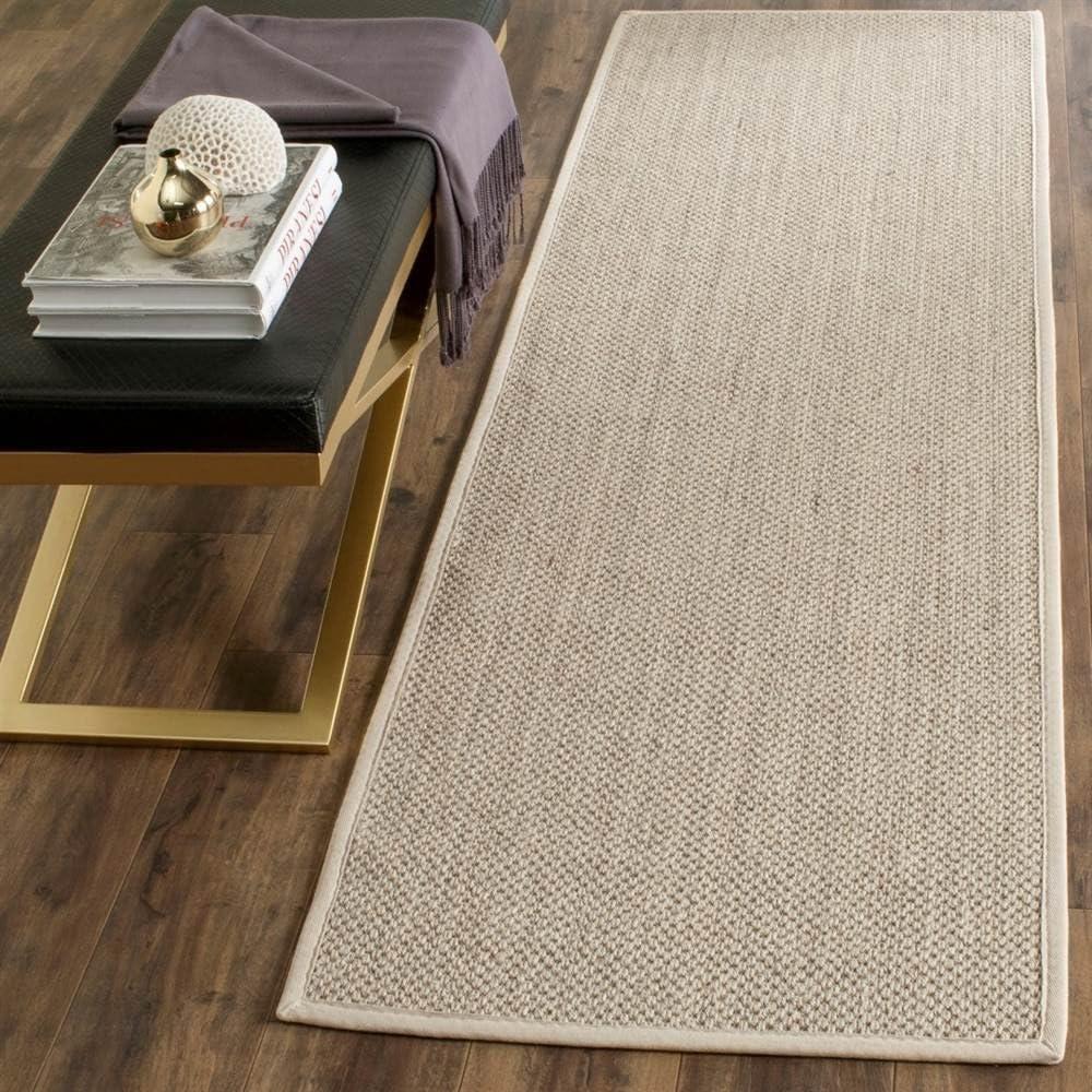 SAFAVIEH Natural Fiber Kentigern Border Seagrass Area Rug, Marble/Beige, 2'6" x 4'