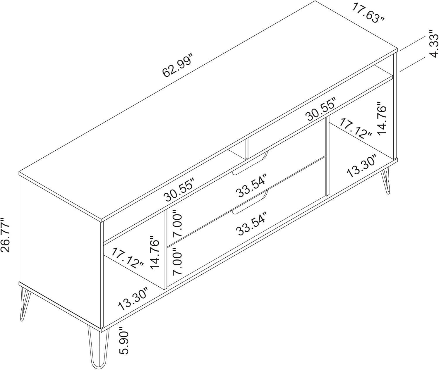 Rockefeller TV Stand for TVs up to 60" - Manhattan Comfort