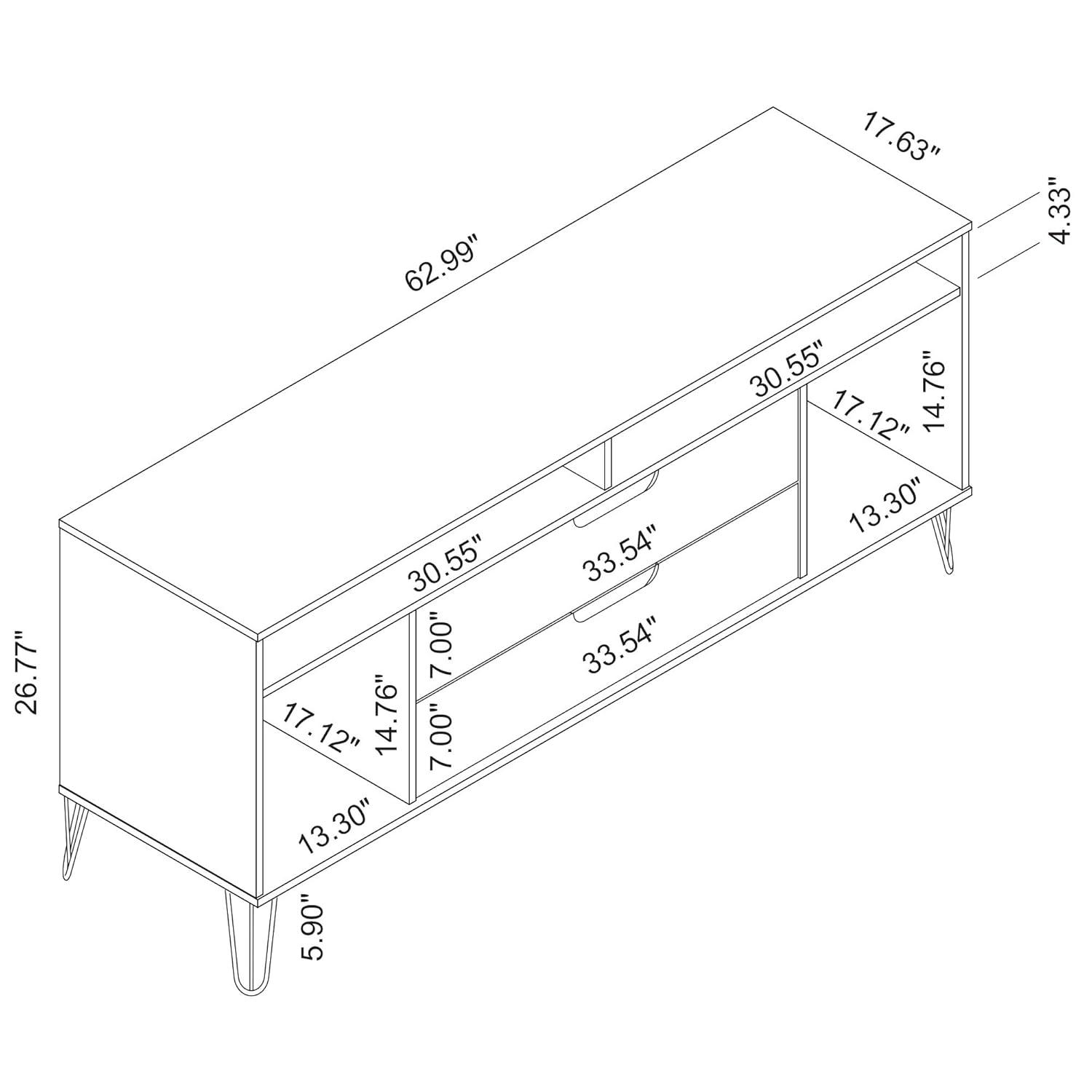 Rockefeller TV Stand for TVs up to 60" with Storage, Cable Management Brown - Manhattan Comfort