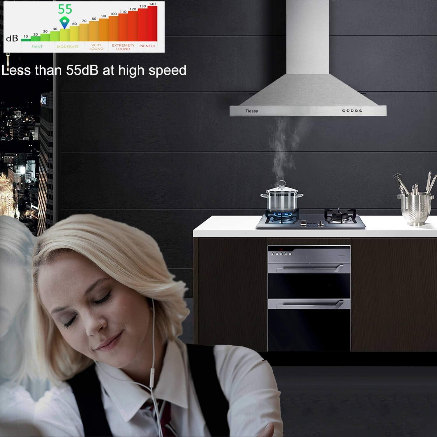 Brushed Stainless Steel Wall Mount Convertible Range Hood