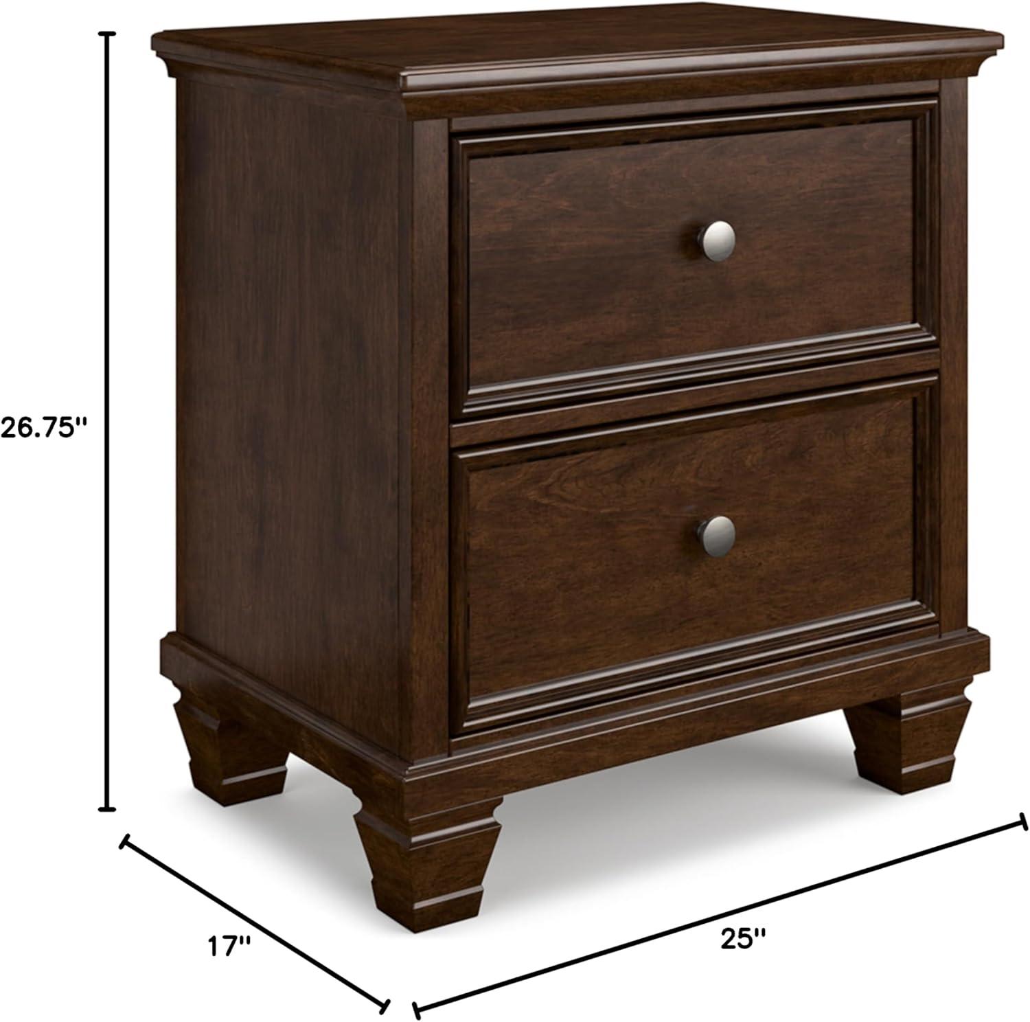 Black Hardwood 2-Drawer Nightstand with Satin Nickel Knobs