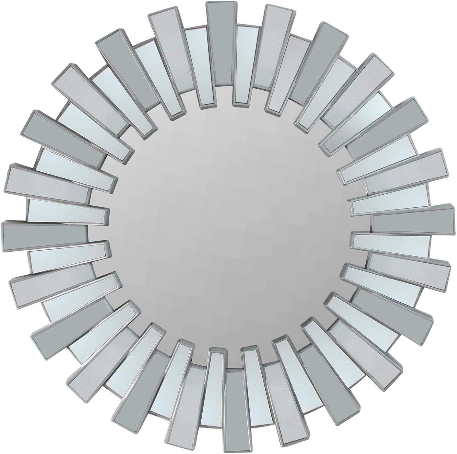 Northlight 25.5" Silver Aztec Sunburst Round Mirror Wall Decor