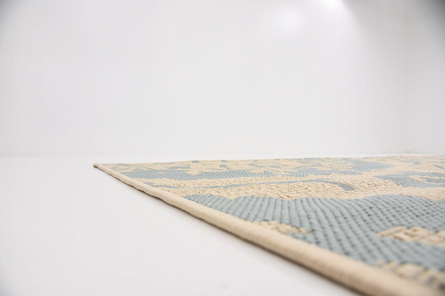 Unique Loom Outdoor Botanical Collection Area Rug - Medallion (9'  x 12' 2" Rectangle Aqua/Beige)