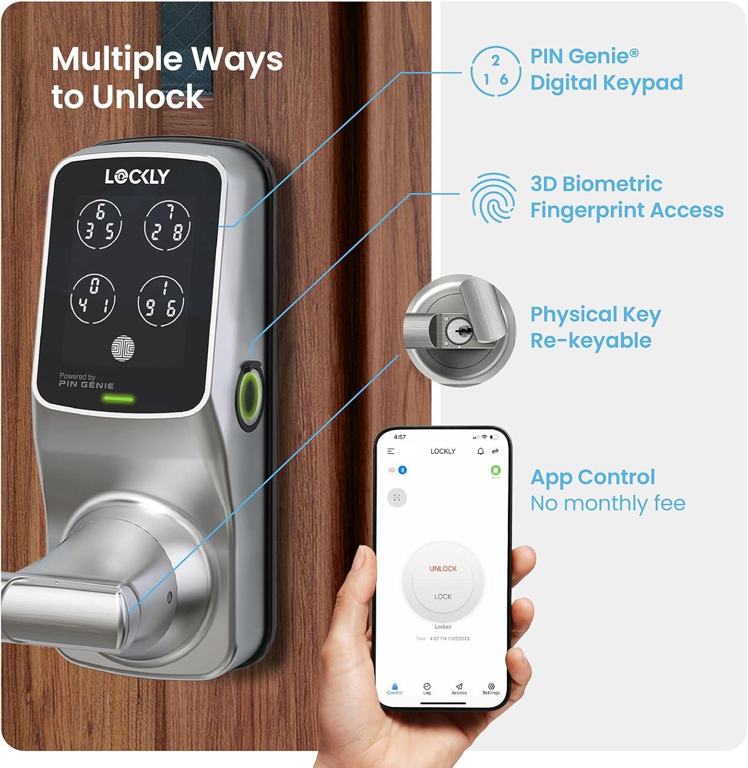 Satin Nickel Wi-Fi Smart Door Lock with Biometric Fingerprint