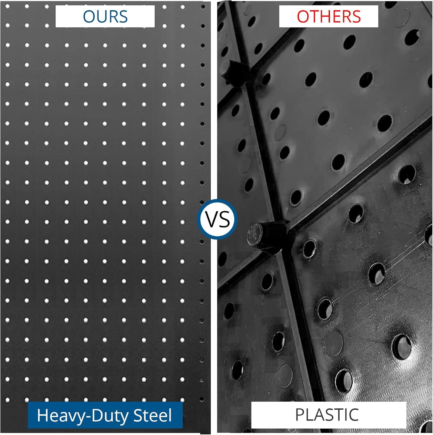 Heavy Duty Black Steel Pegboard Panels Set, 24in x 16in, 3 Pieces