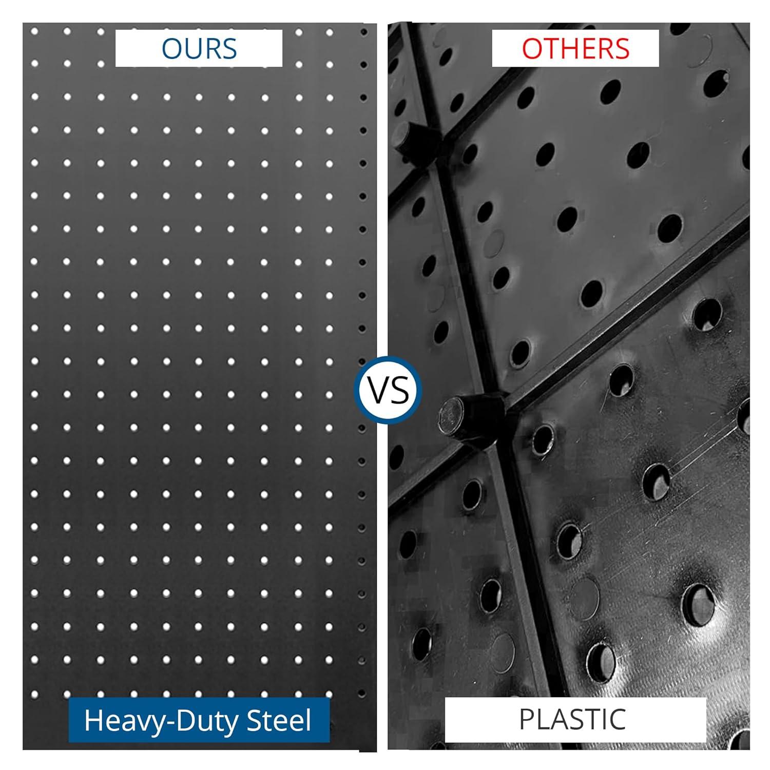 Heavy Duty Black Steel Pegboard Panels Set, 24in x 16in, 3 Pieces