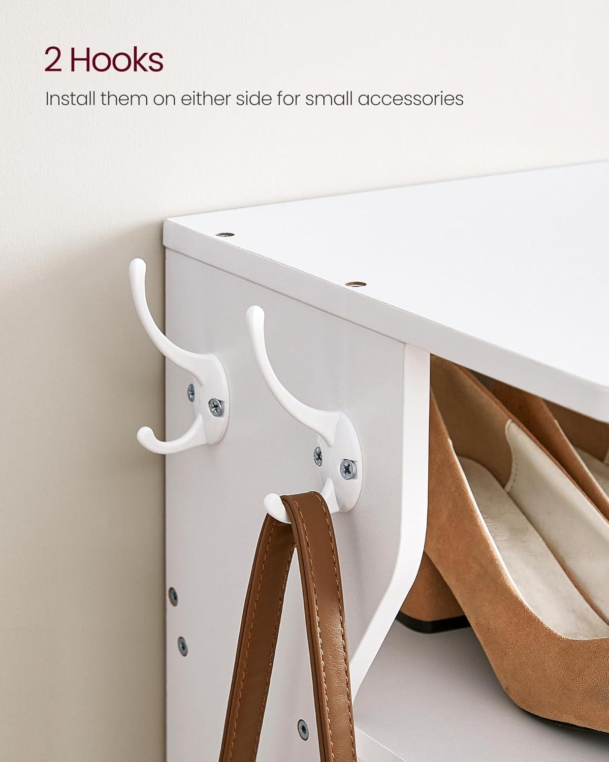 White 7-Tier Wooden and Metal Vertical Shoe Rack