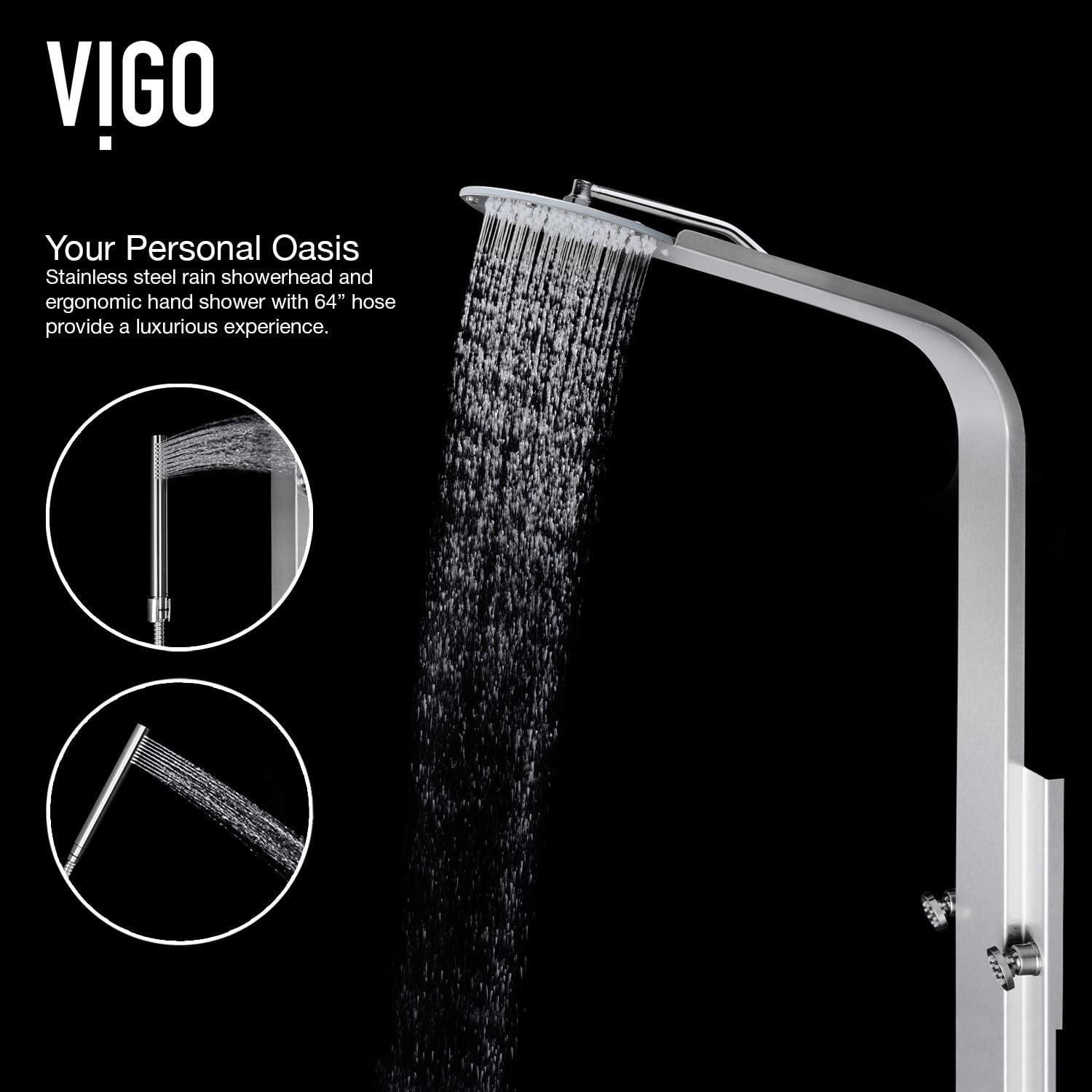 Mateo 60" H X 7" W 6-Jet Shower System & Tub Filler with Hand Shower Wand and Rainfall Shower Head