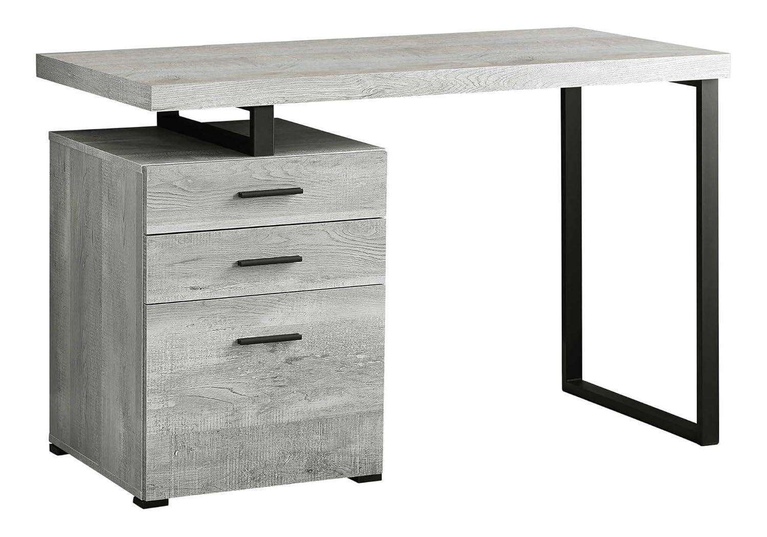 Monarch Specialties Computer Desk Home Office Laptop Left Right Set-Up Storage Drawers 48InchL Work Metal Laminate Grey Black Contemporary Modern