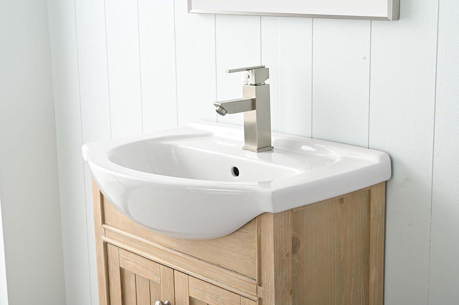 Design Element Marian 24" Single Sink Bath Vanity in Oak with Porcelain Top